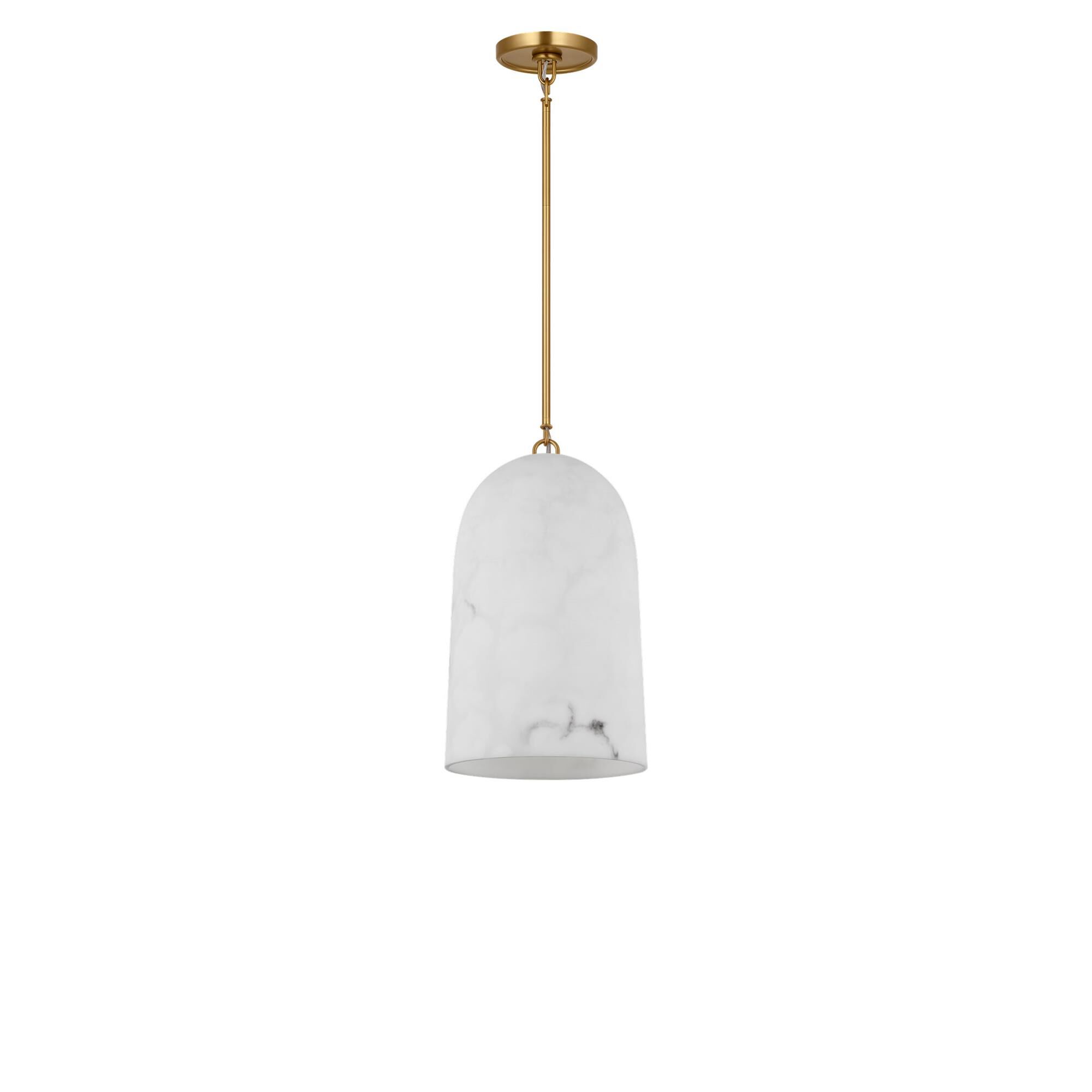 Shown in Burnished Brass finish and Faux Alabaster Resin shade