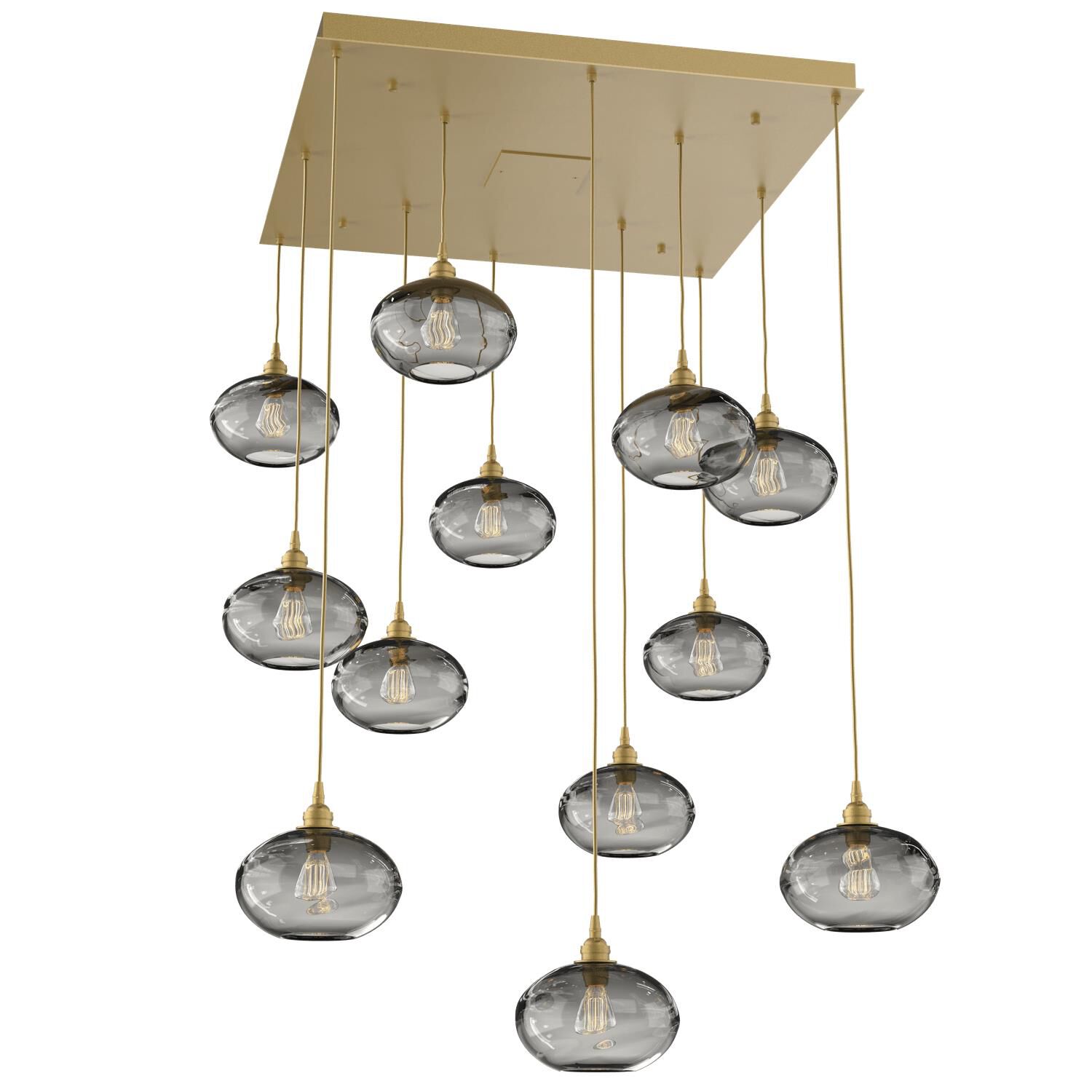 Shown in Gilded Brass finish and Optic Smoke glass