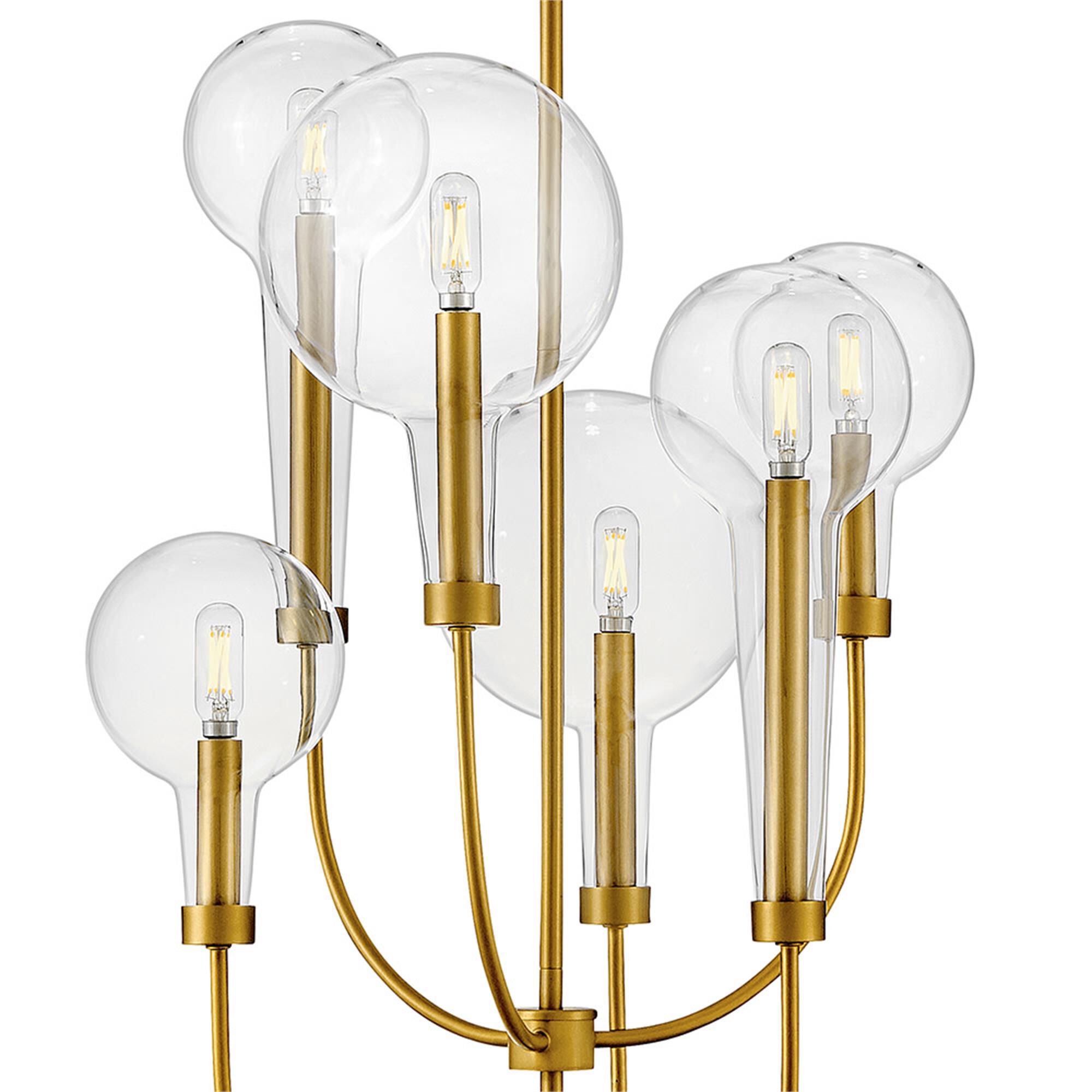 Shown in Lacquered Brass finish and Clear glass