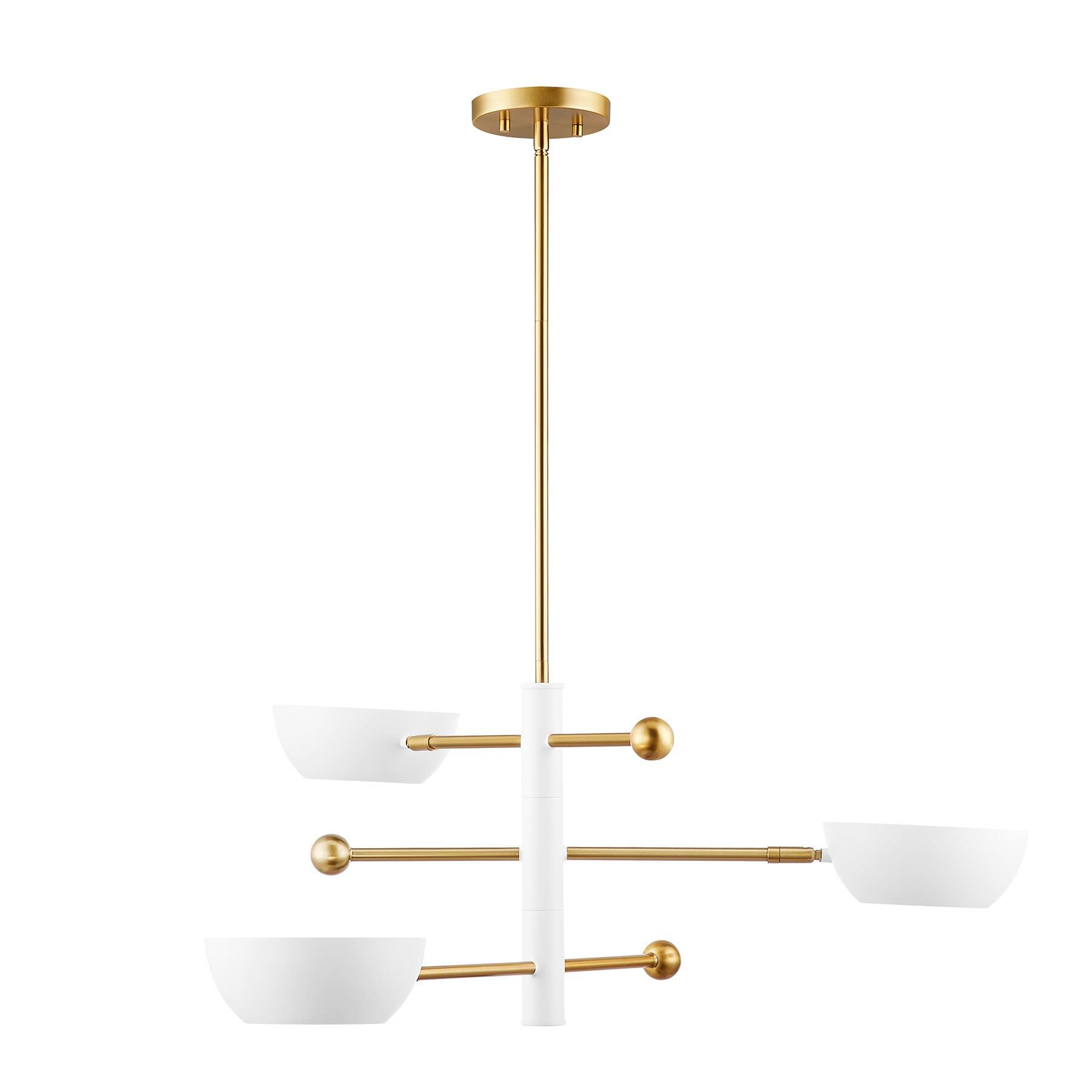 Shown in White and Natural Brass finish and Metal shade