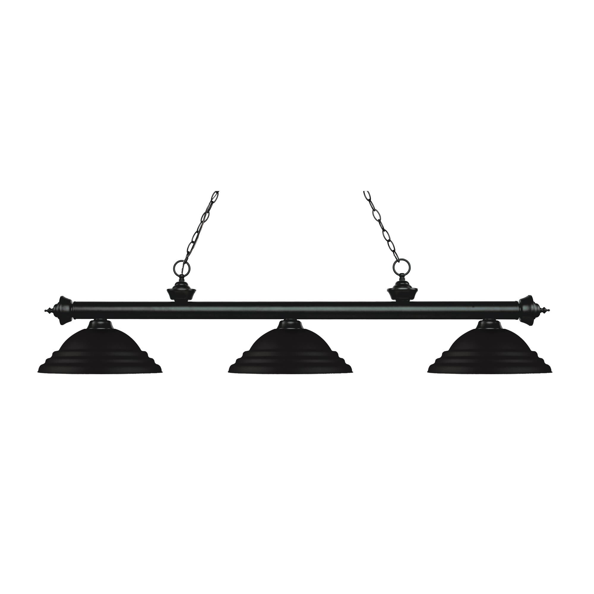 Shown in Matte Black finish and Steel glass and Steel shade