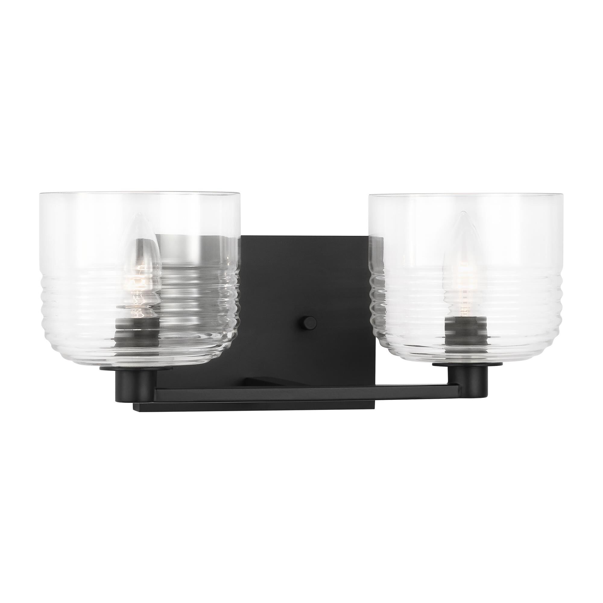 Shown in Midnight Black finish and Clear Ribbed glass