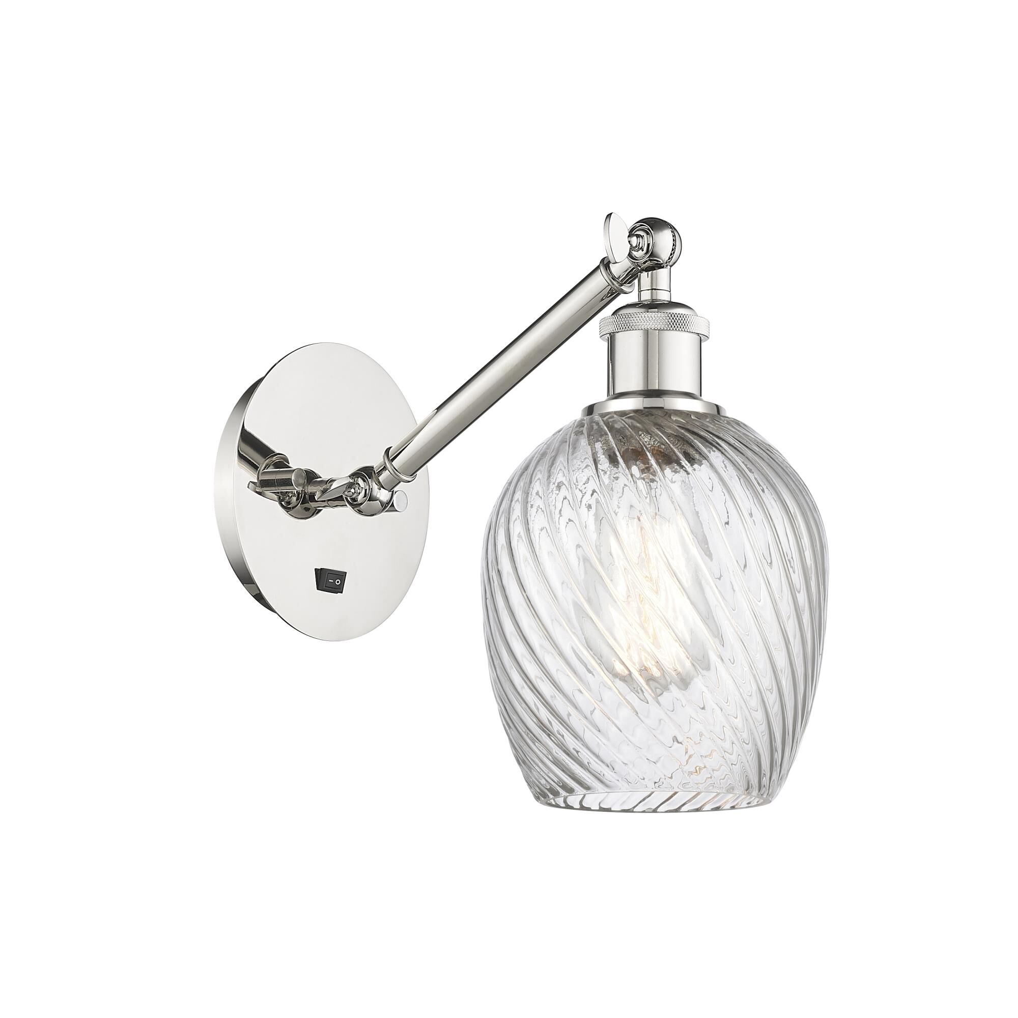 Shown in Polished Nickel finish and Clear Spiral Fluted Salina glass