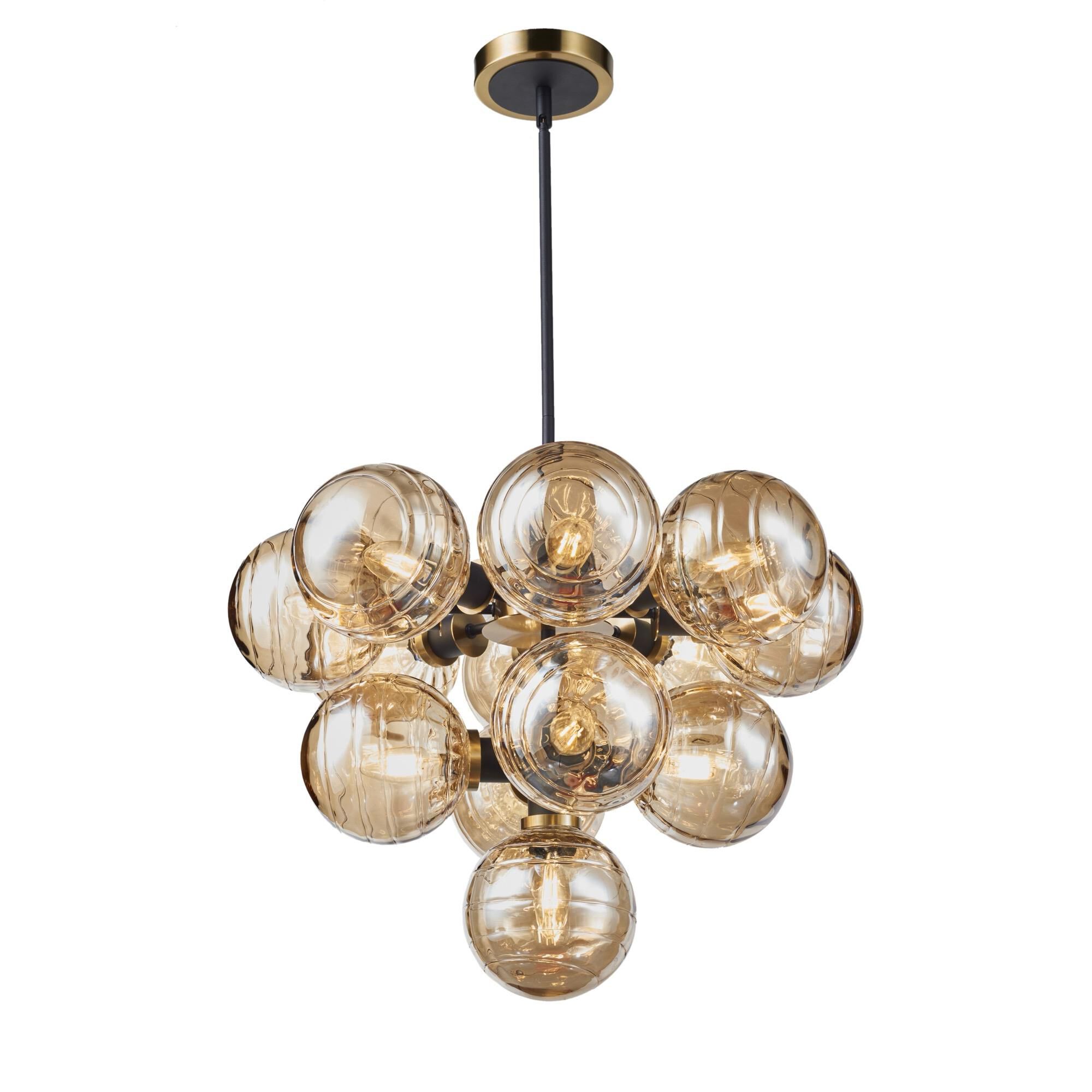 Shown in Black And Brushed Brass finish and Glass shade