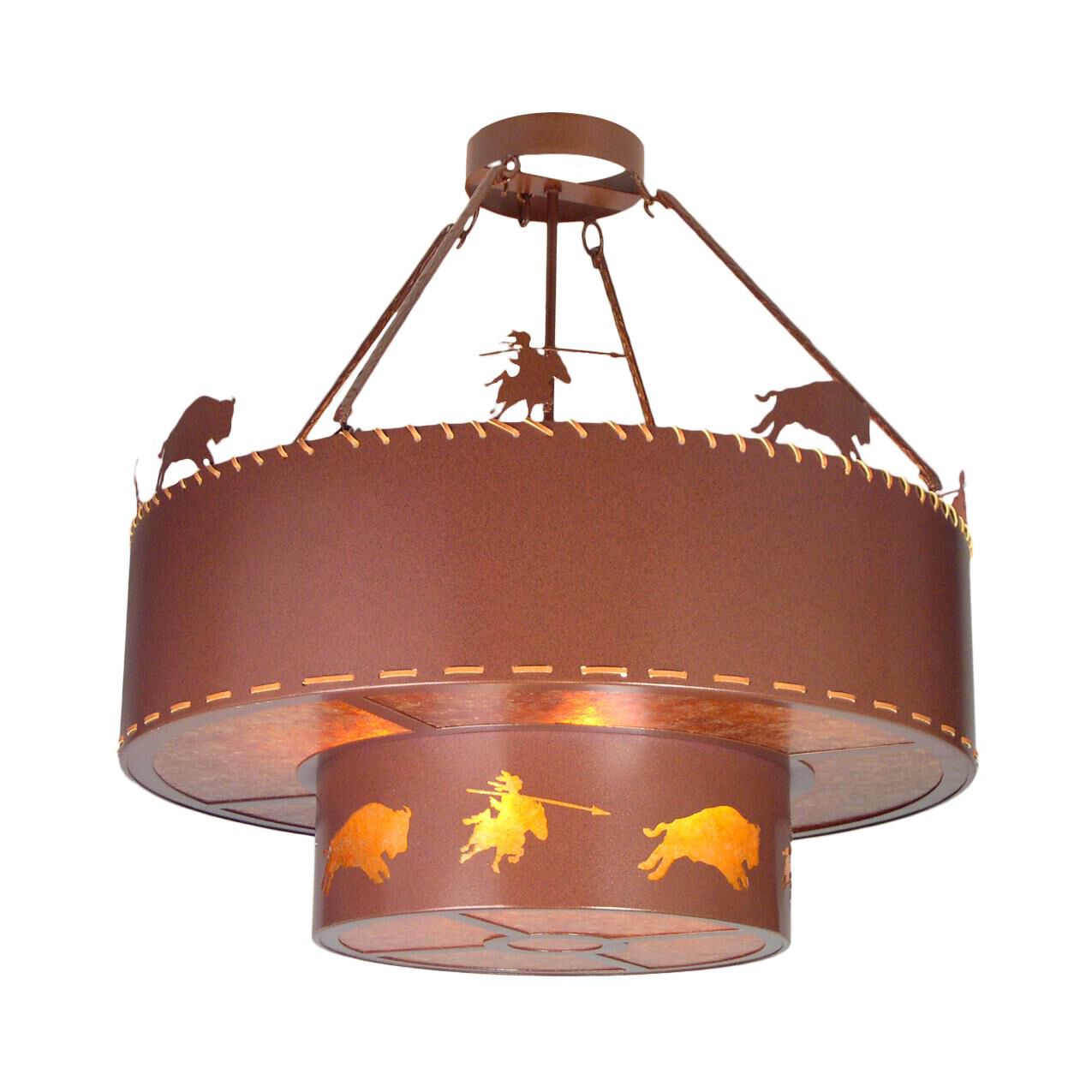 Buffalo Hunt 36 Inch Large Pendant by Meyda Lighting