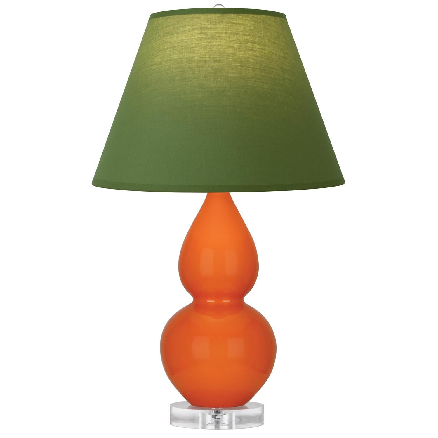 Shown in Pumpkin finish and Tea Green and Taupe shade and Lucite accent