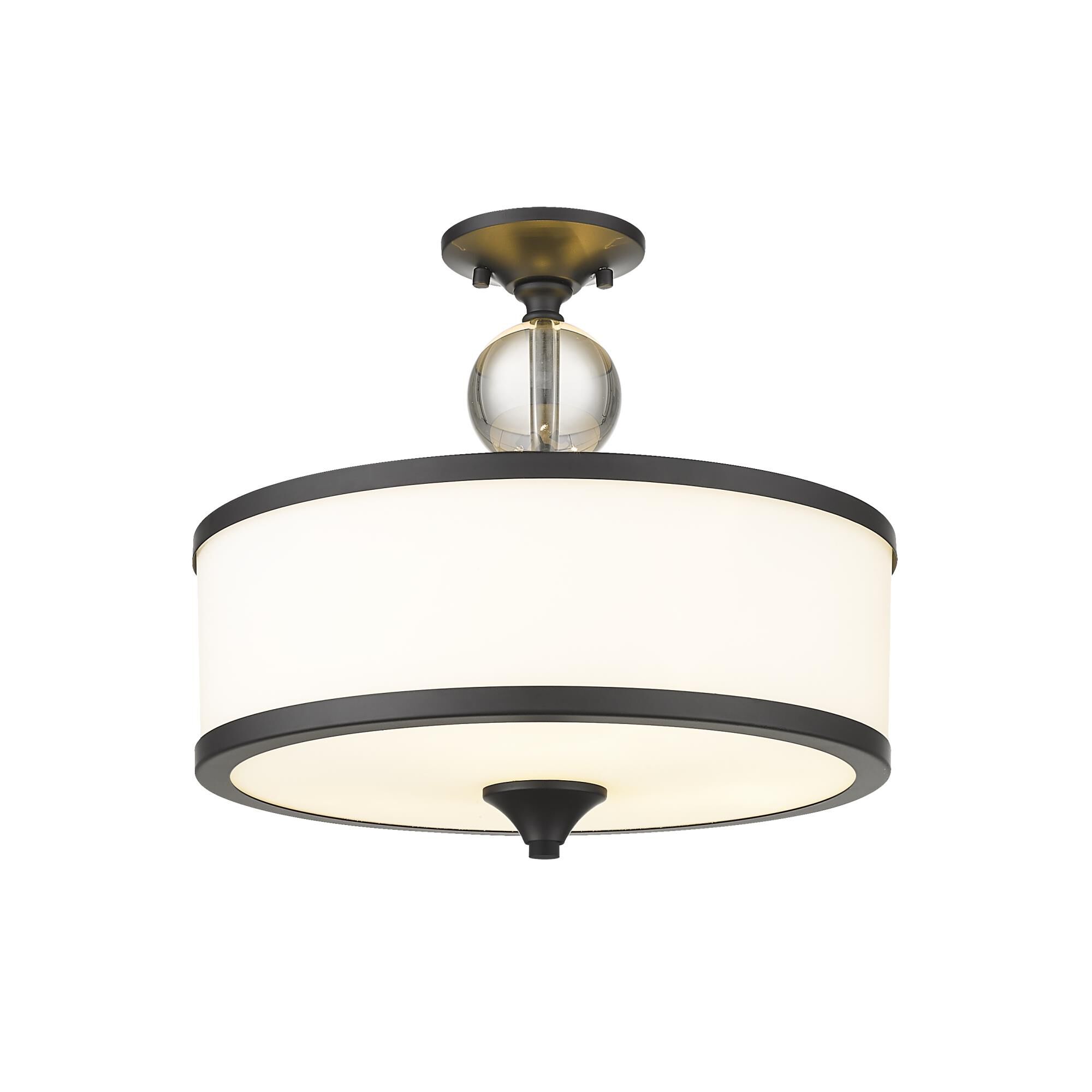 Shown in Matte Black finish and Glass shade