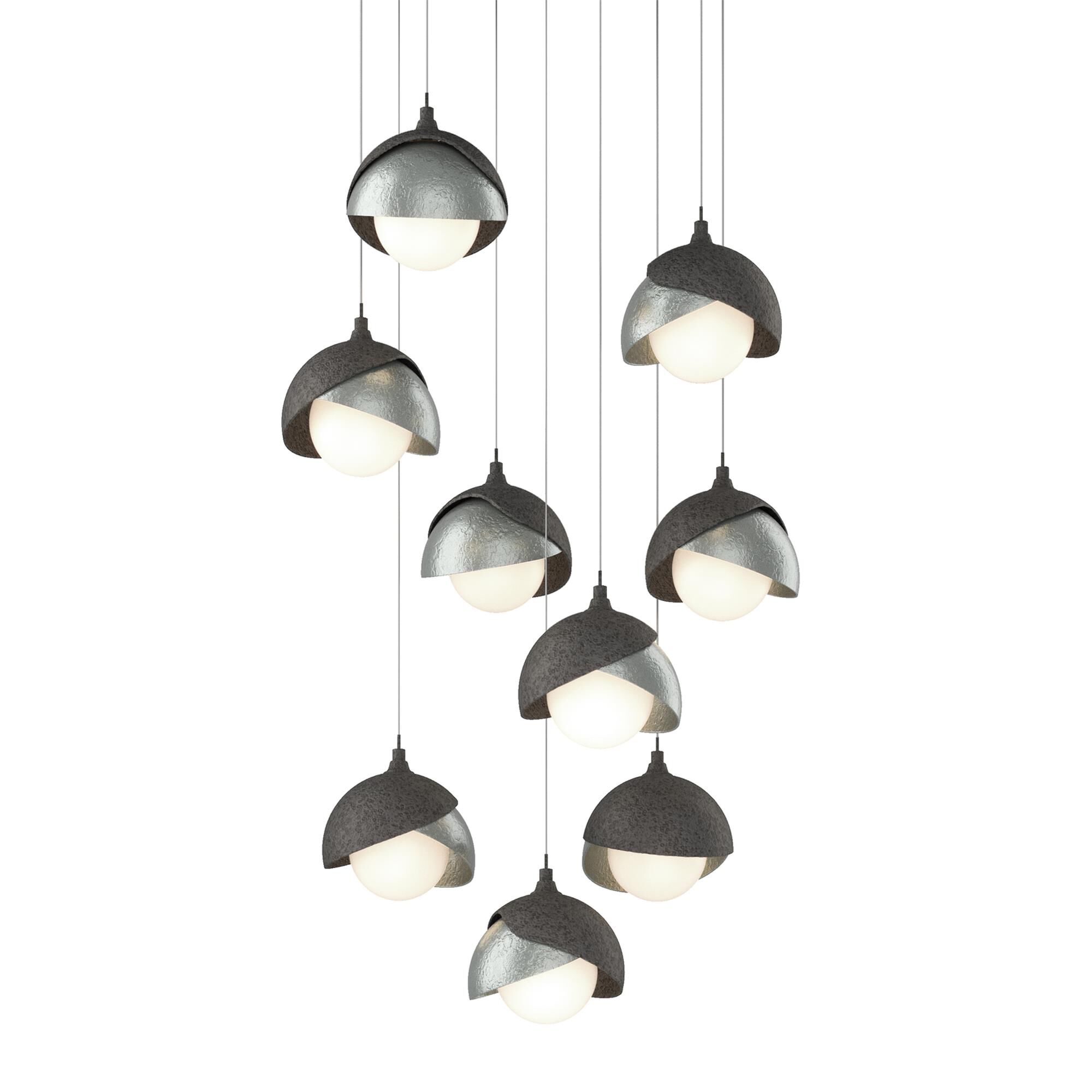 Shown in Natural Iron finish and Opal glass and Vintage Platinum accent
