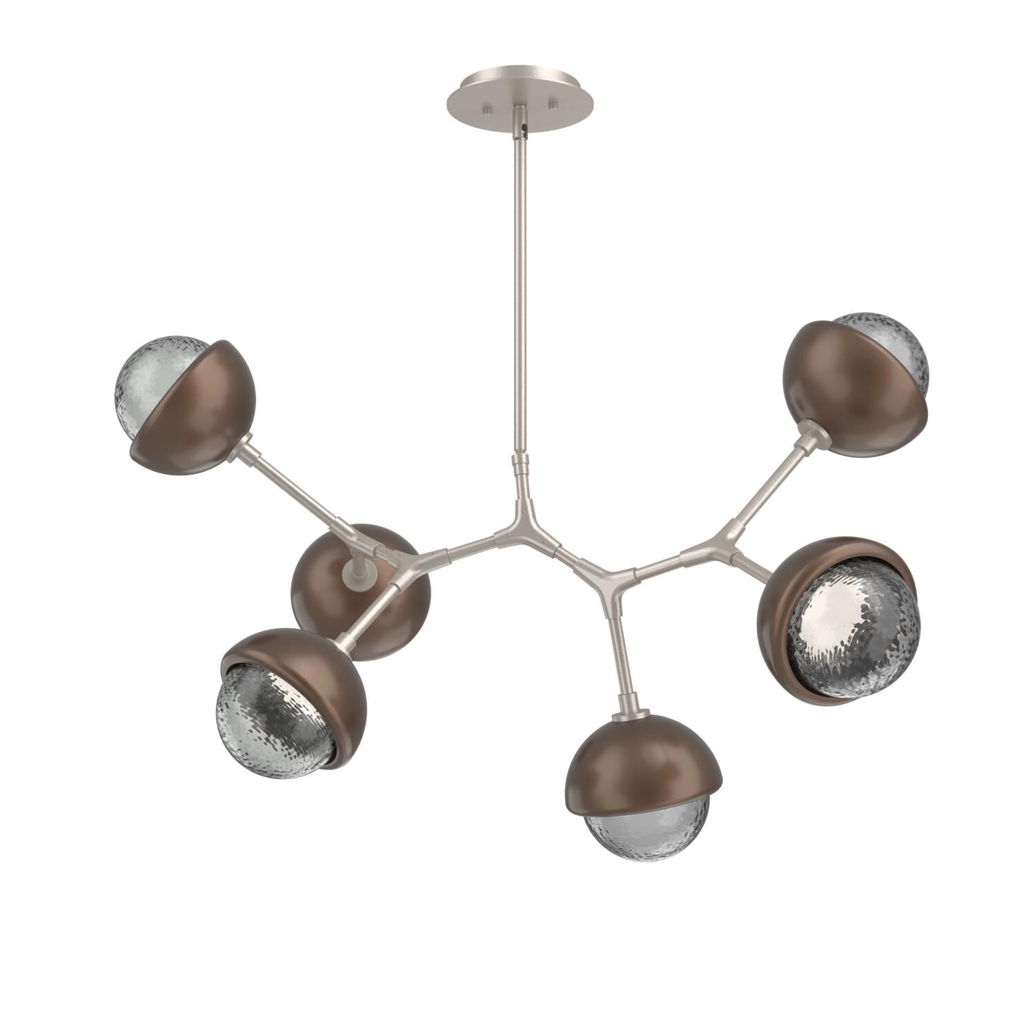 Shown in Beige Silver finish and Smoke glass and Burnished Bronze accent