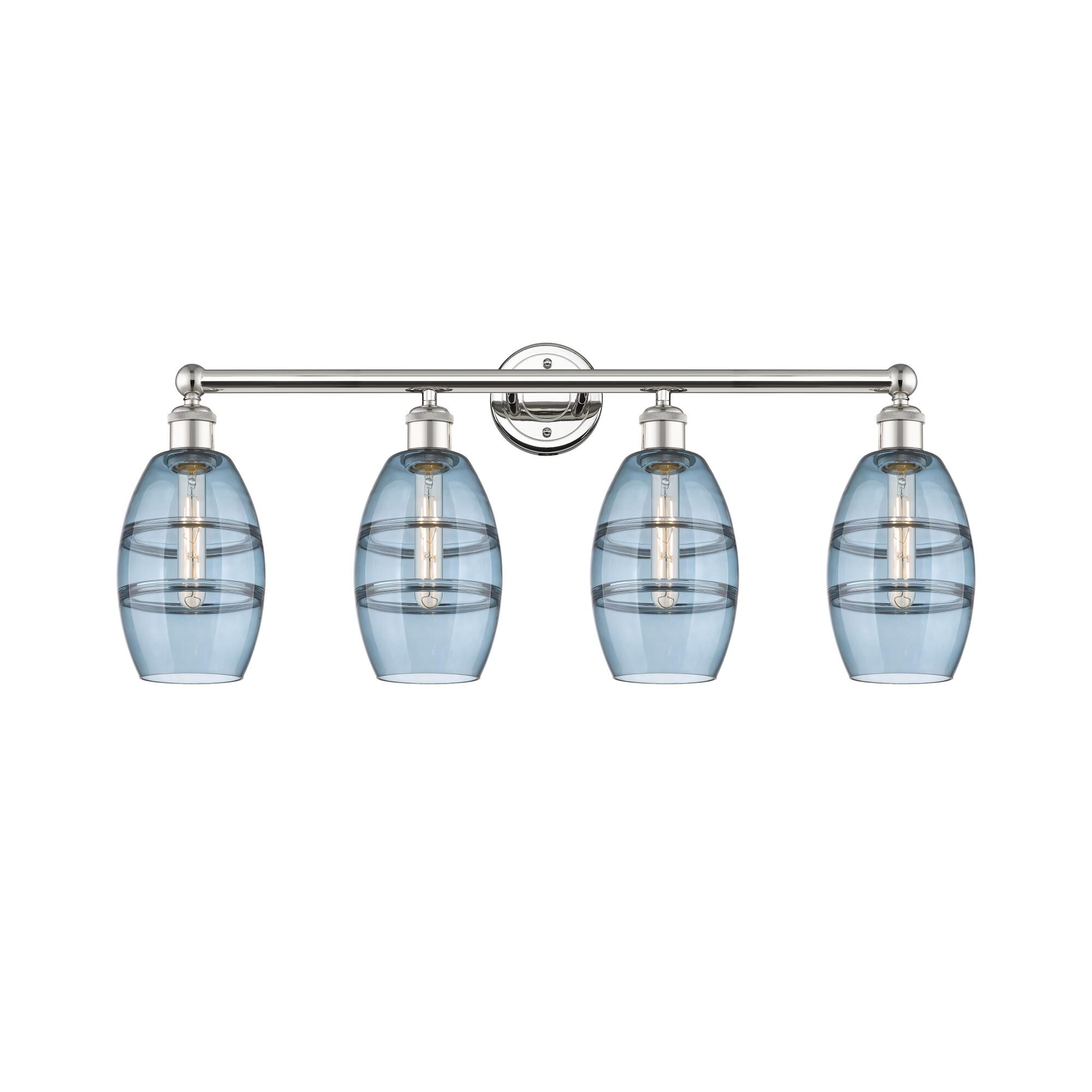 Shown in Polished Nickel finish and Princess Blue glass