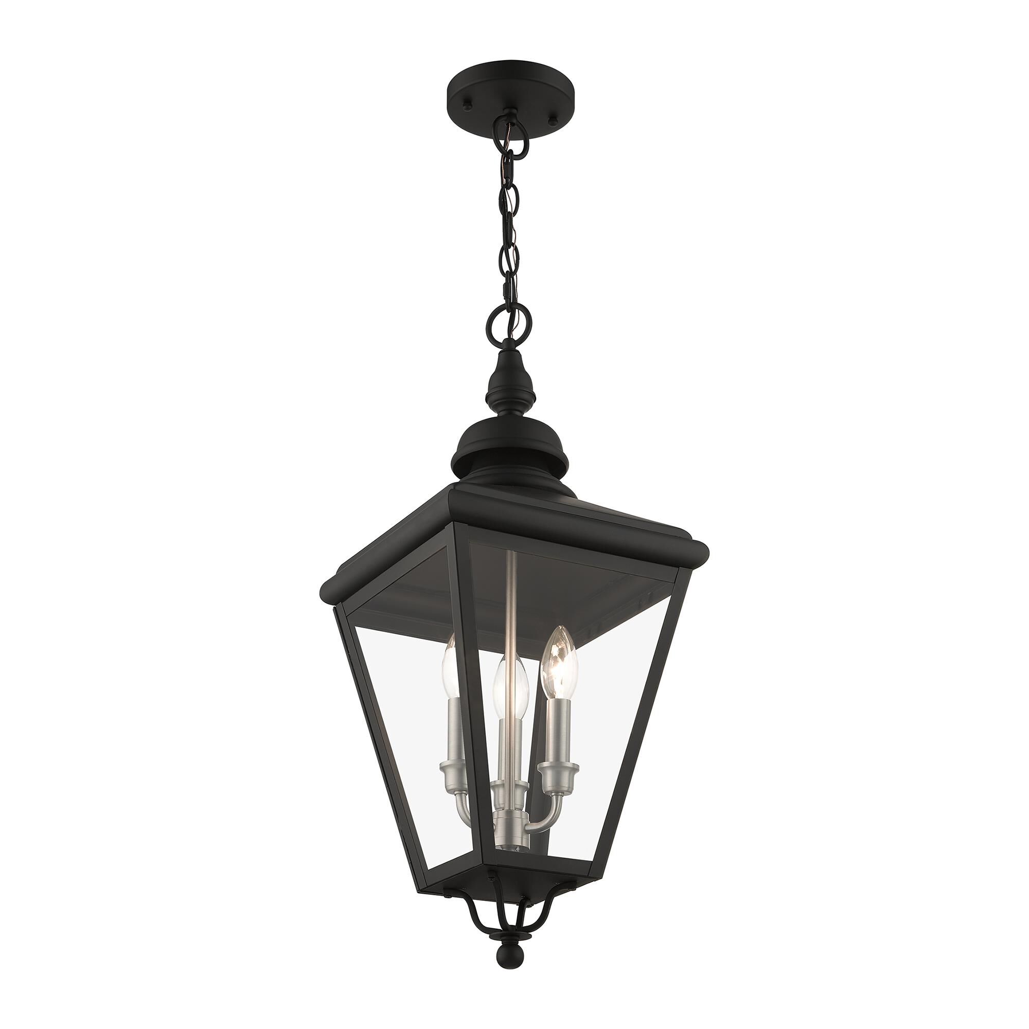 Shown in Black With Brushed Nickel Cluster finish and Clear glass