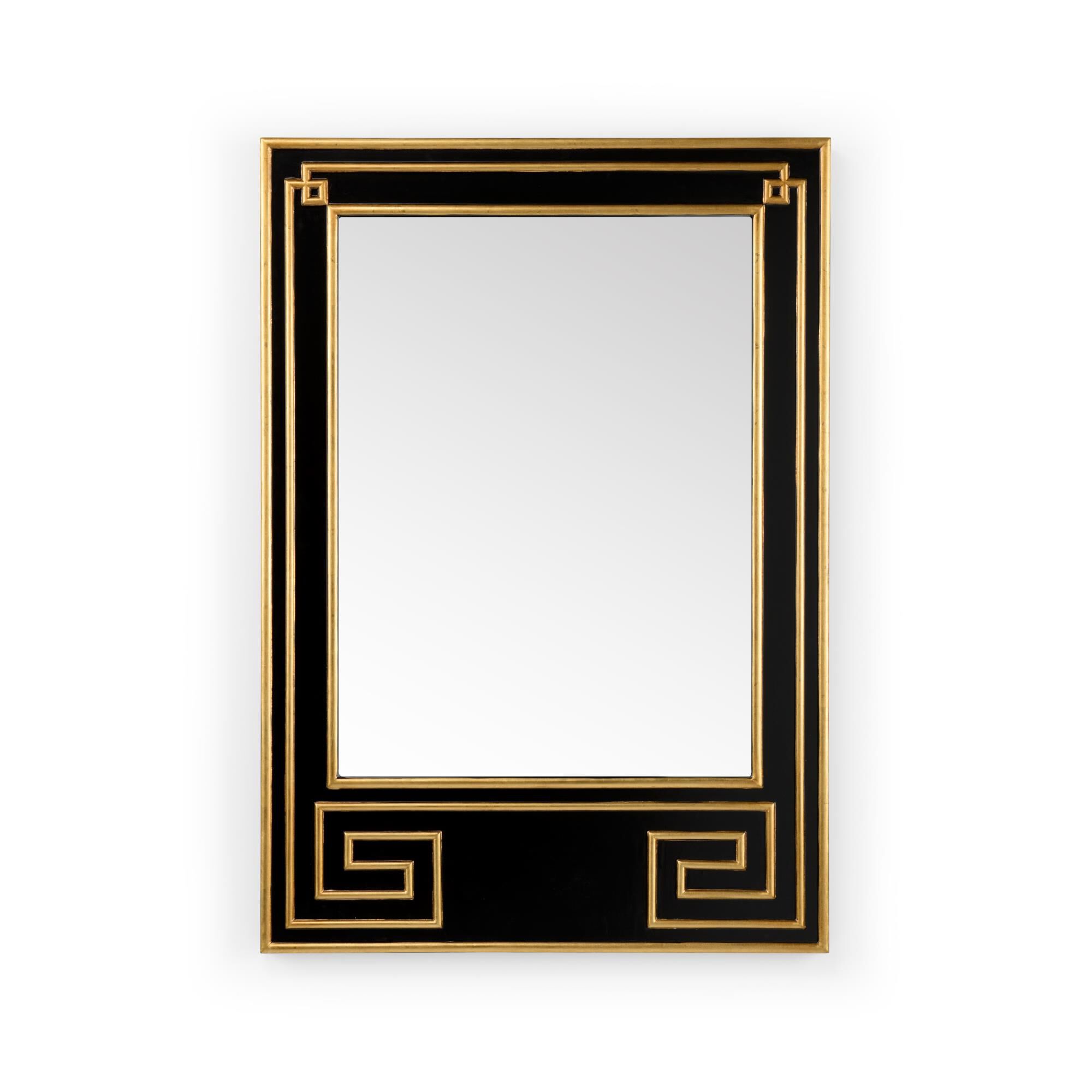 Shown in Black/Antique Gold Leaf/Clear/Beveled finish and Mirror Clear/Beveled glass