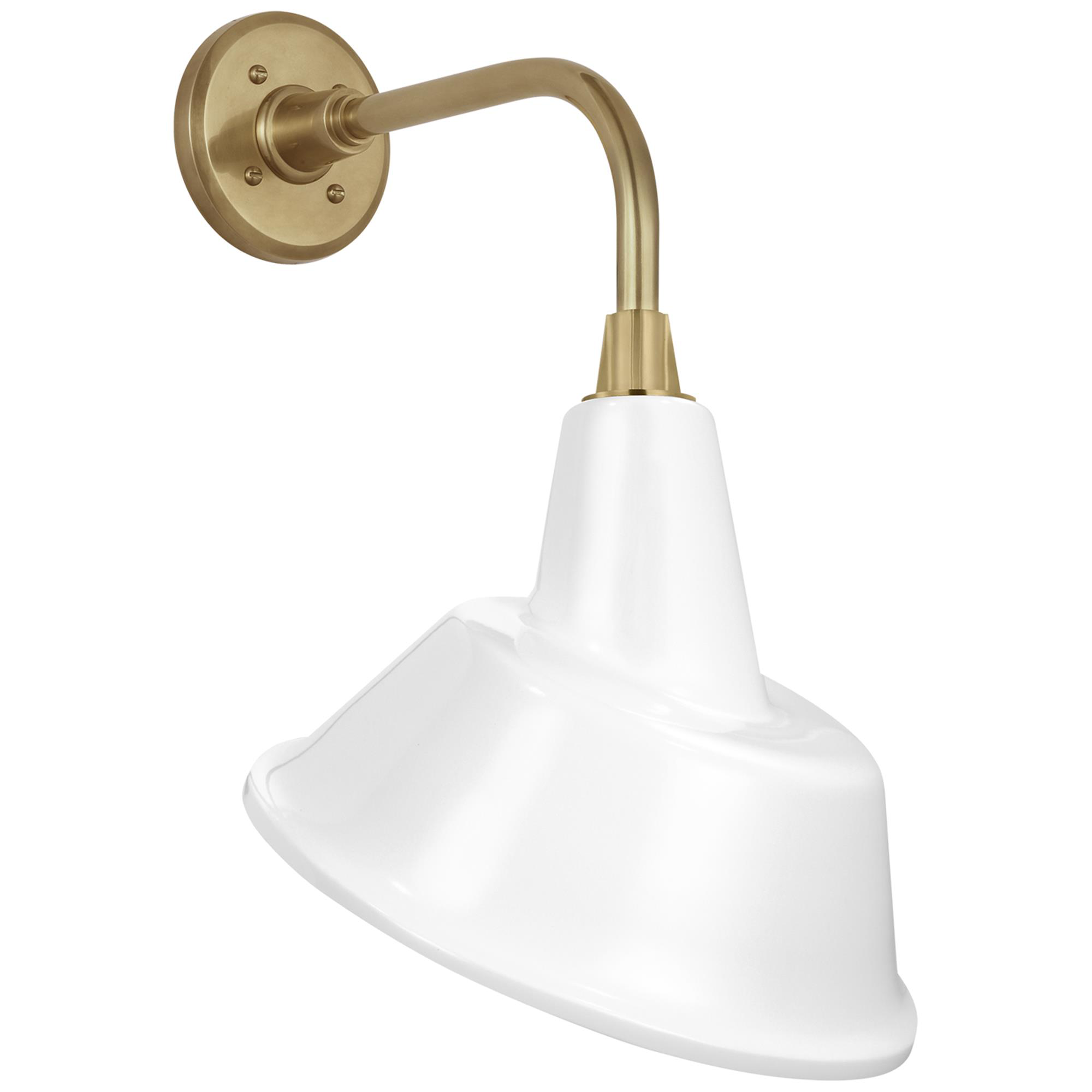 Shown in Hand-Rubbed Antique Brass finish and White Tilted Bowers shade