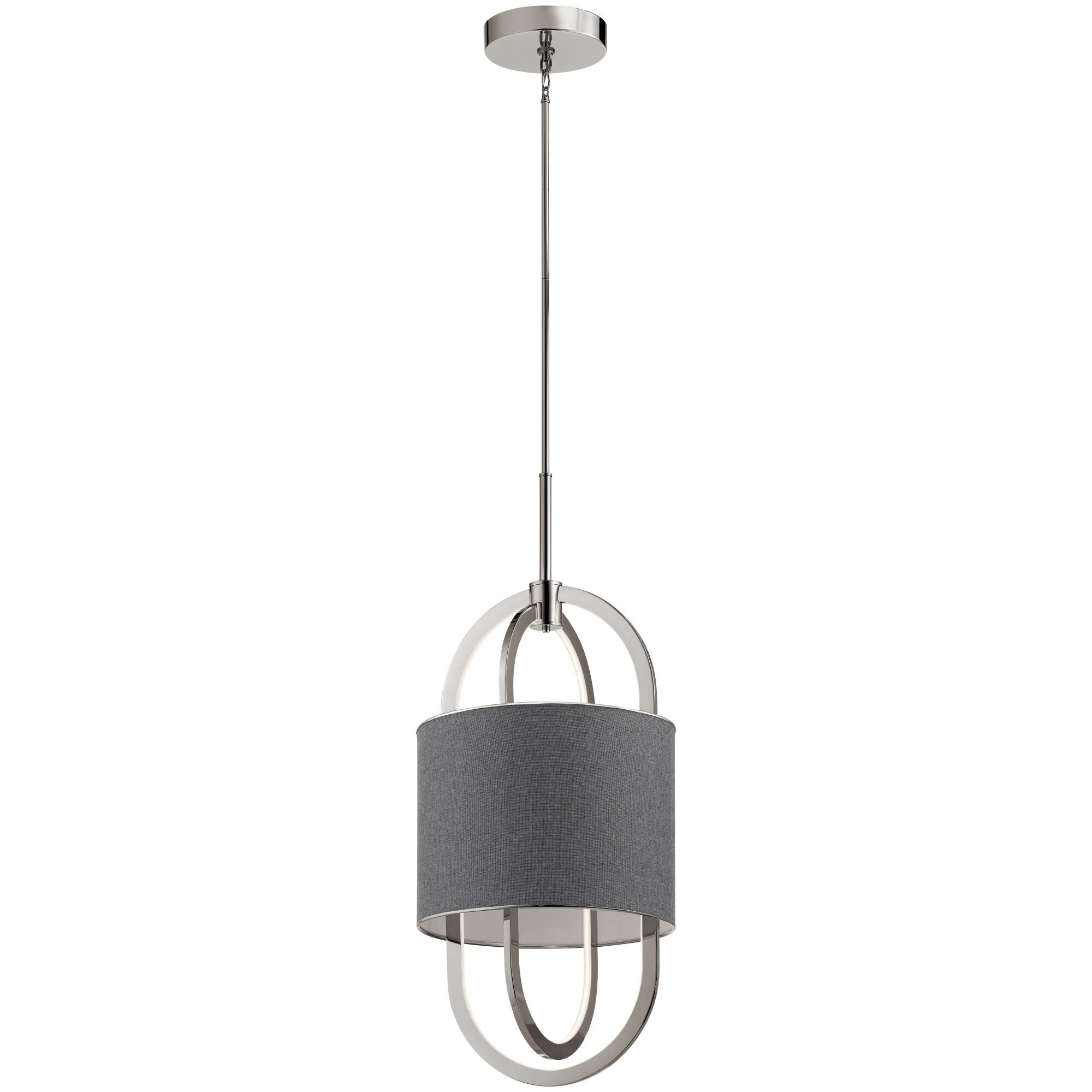 Shown in Polished Nickel finish and Silicone Diffuser - Grey Fabric shade