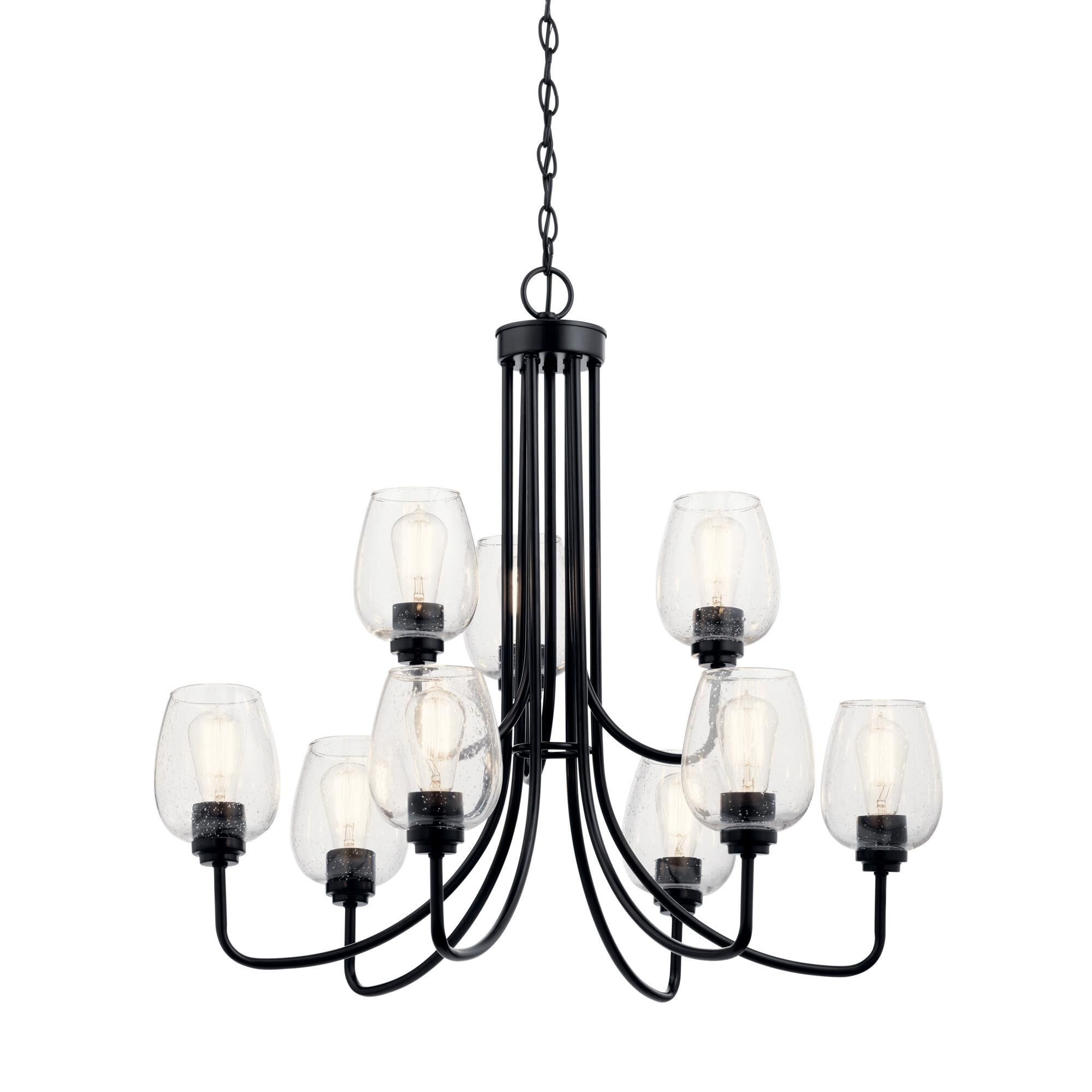 Shown in Black finish and Clear Seeded glass