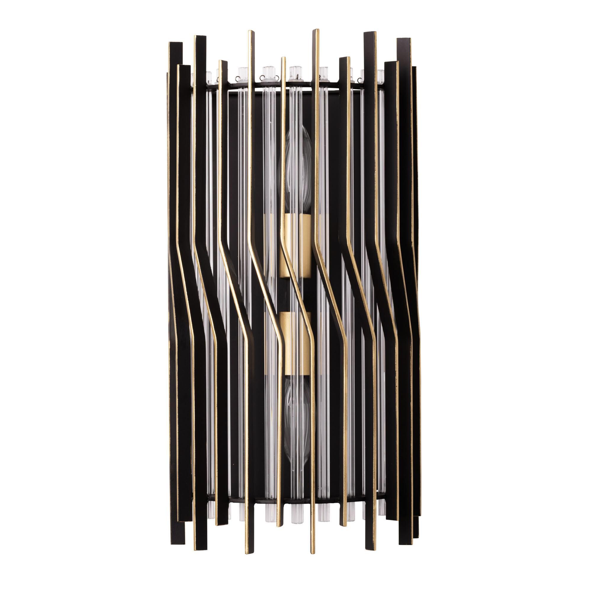 Shown in Matte Black/French Gold finish and Modern Clear Fluted shade