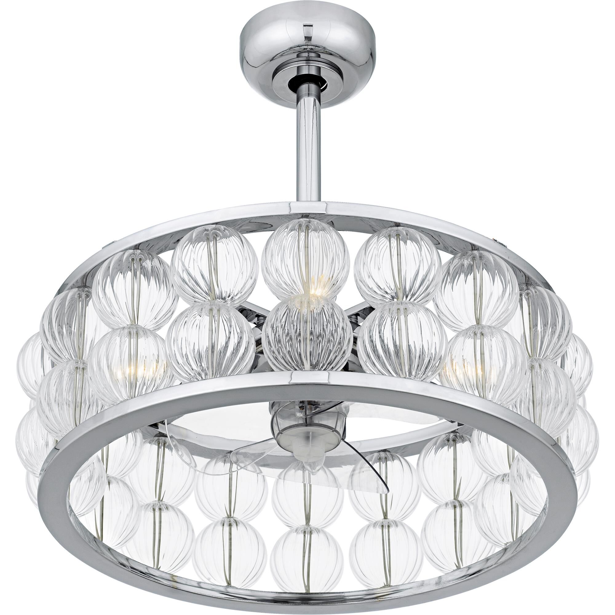 Shown in Polished Chrome finish and Clear Ribbed Glass shade