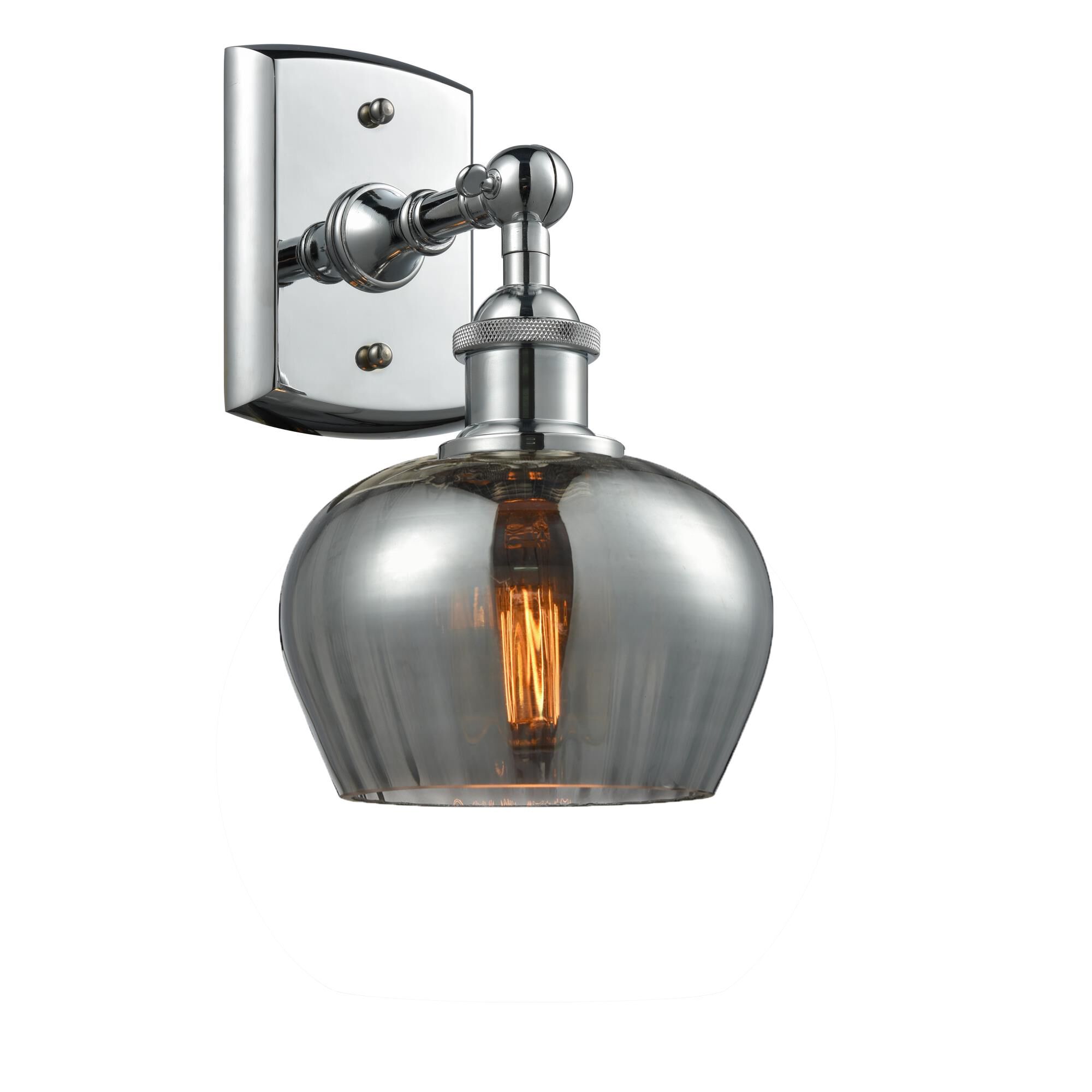 Shown in Polished Chrome finish and Smoked Fluted glass