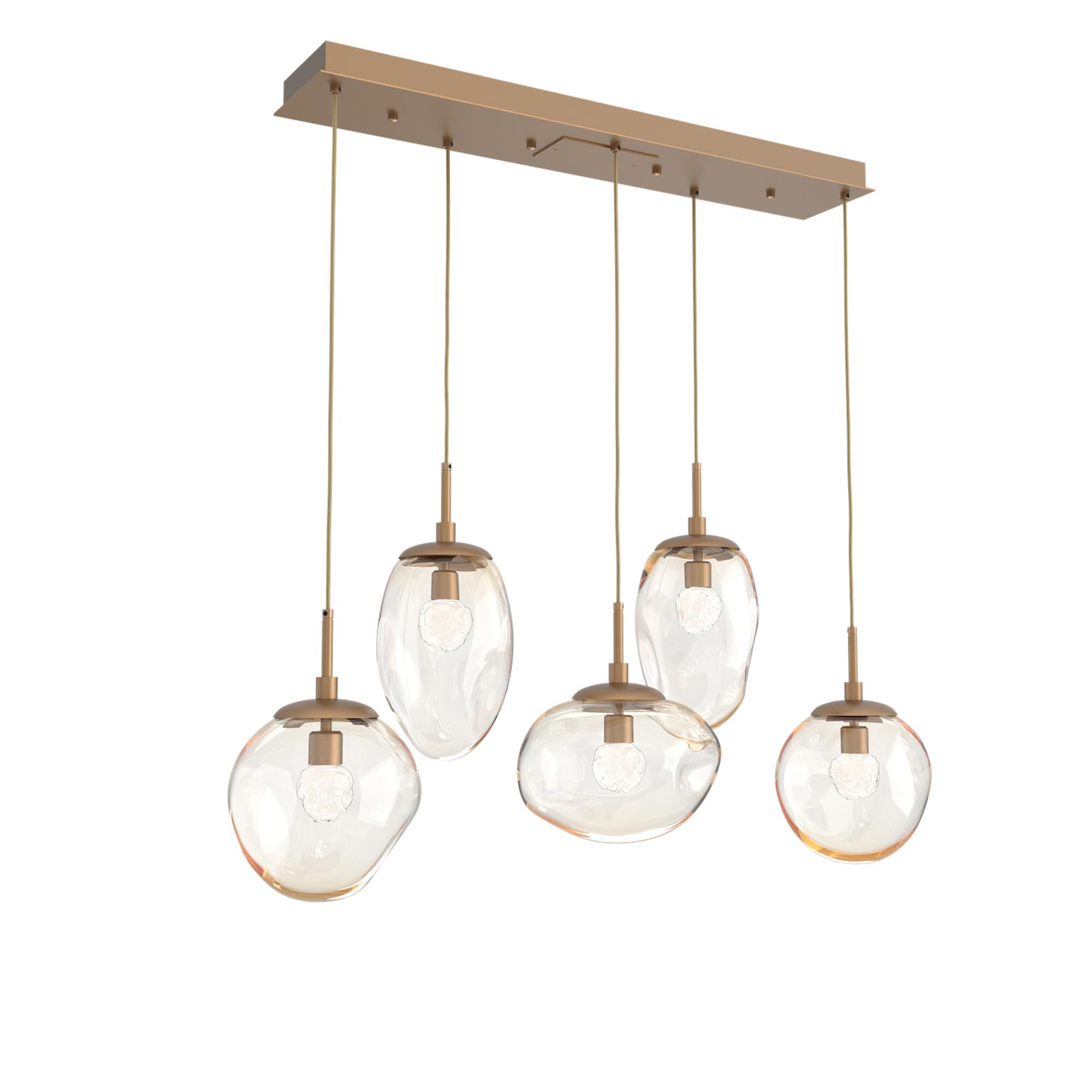 Shown in Novel Brass finish and Floret Inner And Amber Outer glass