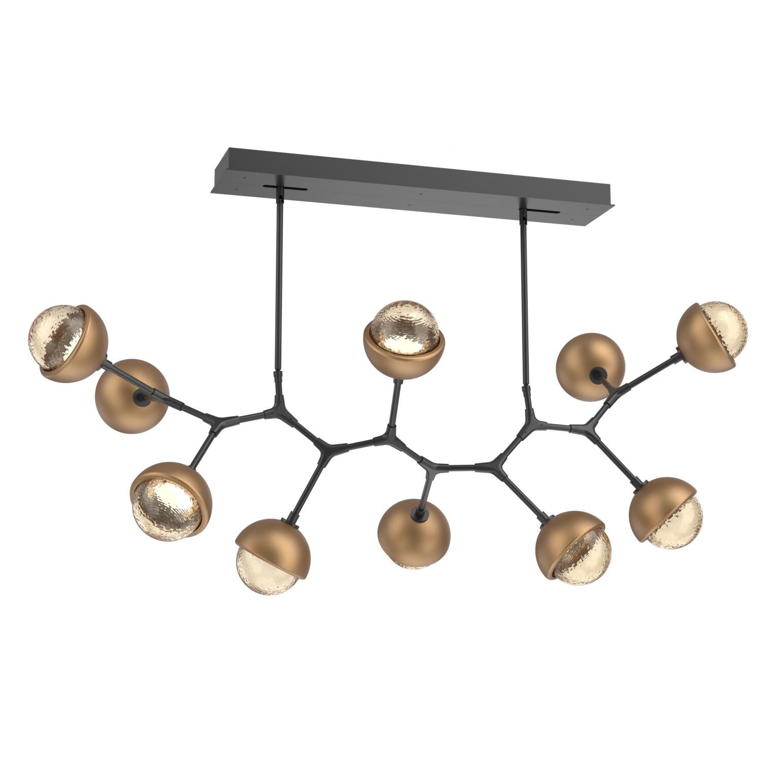 Shown in Matte Black finish and Amber glass and Novel Brass accent