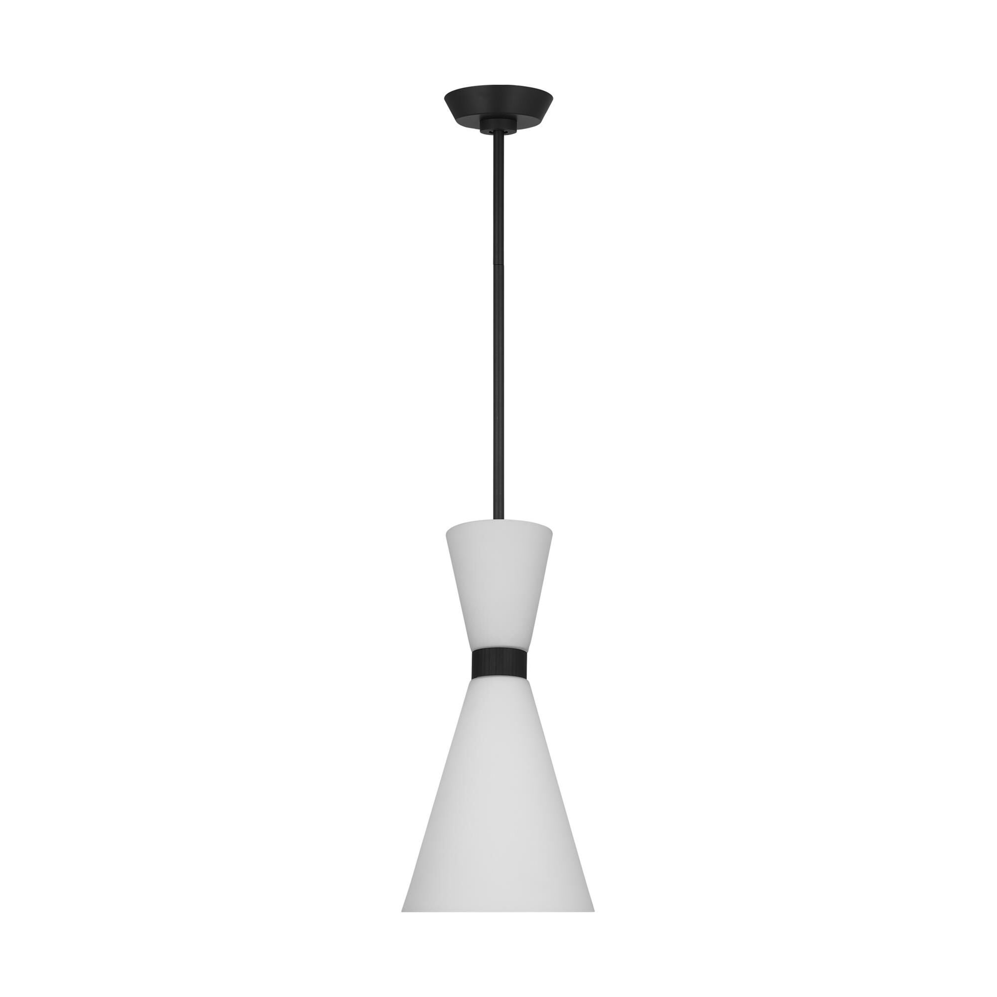 Shown in Midnight Black finish and Etched White Glass s shade
