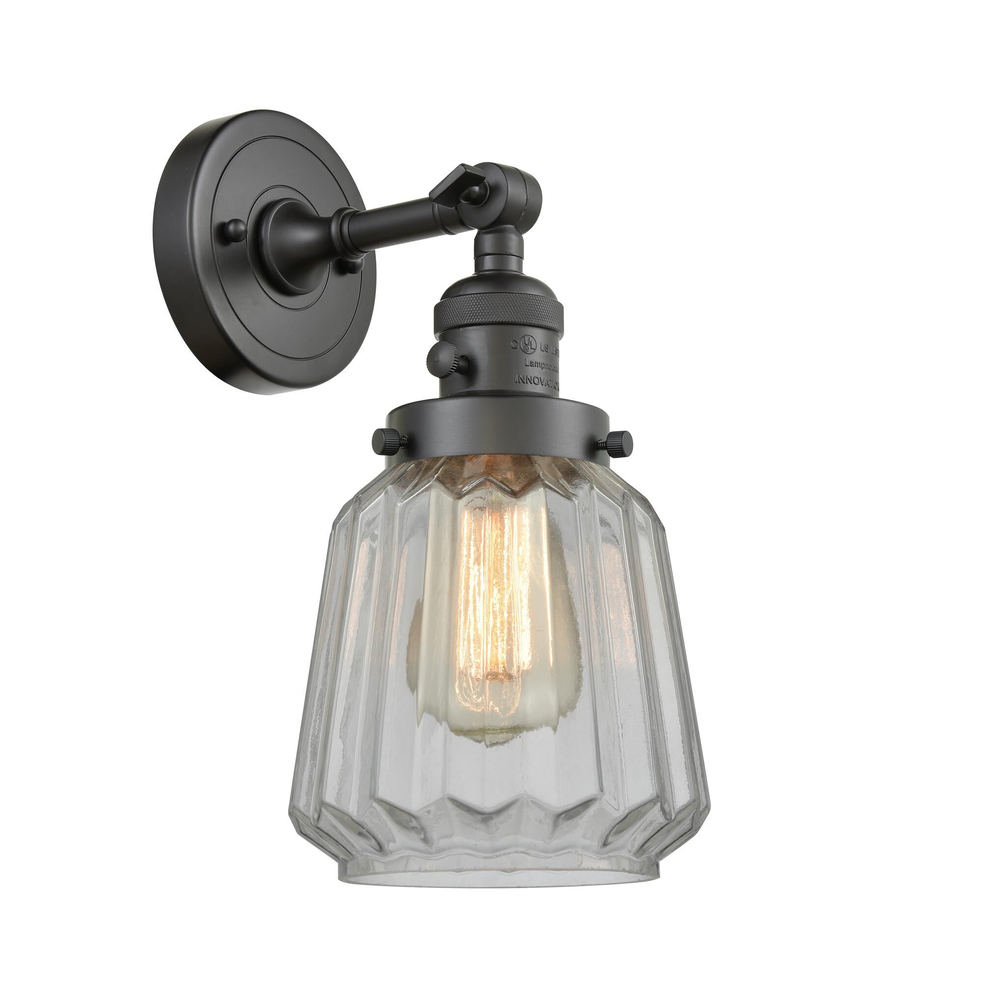 Shown in Oil Rubbed Bronze finish and Clear glass