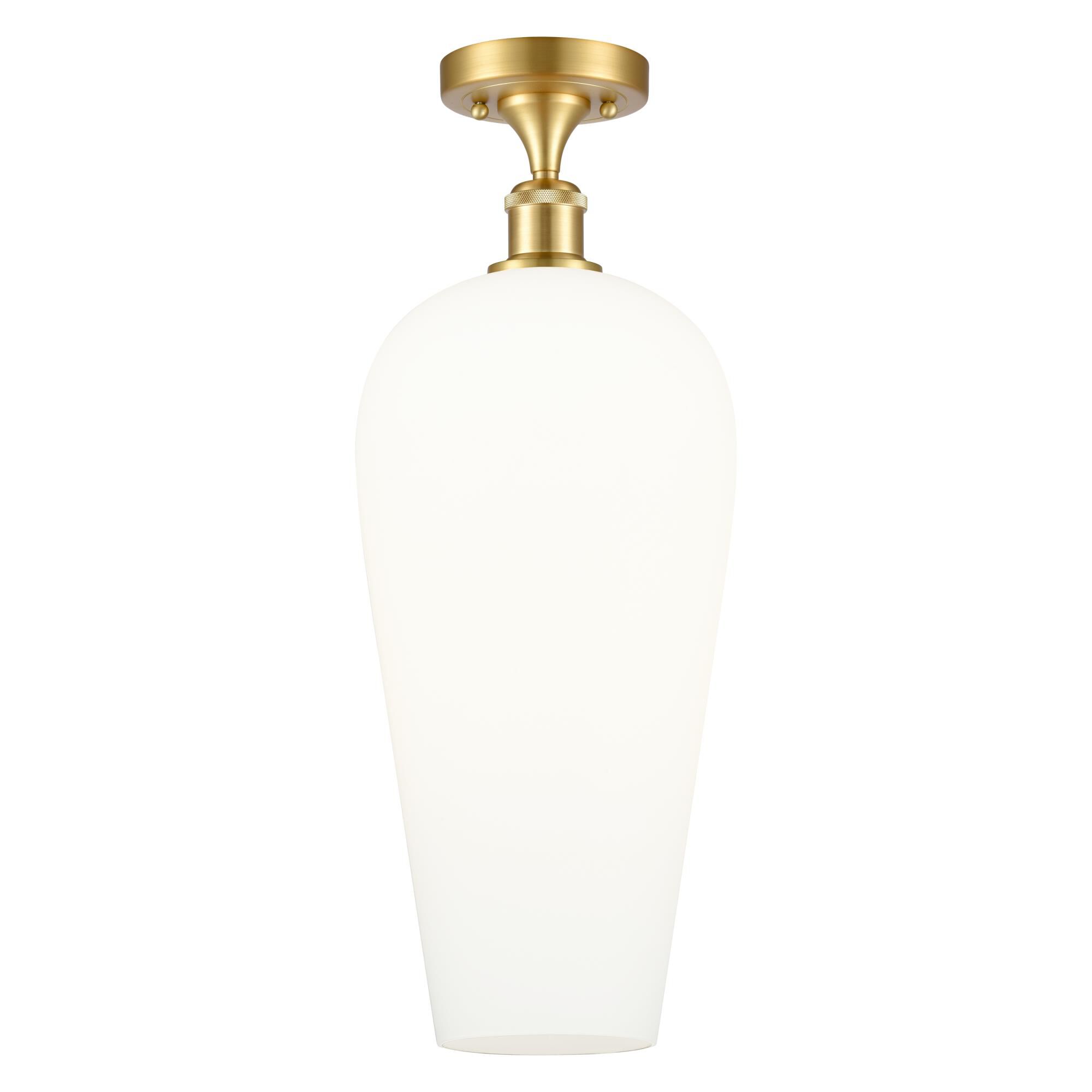 Shown in Satin Gold finish and White glass