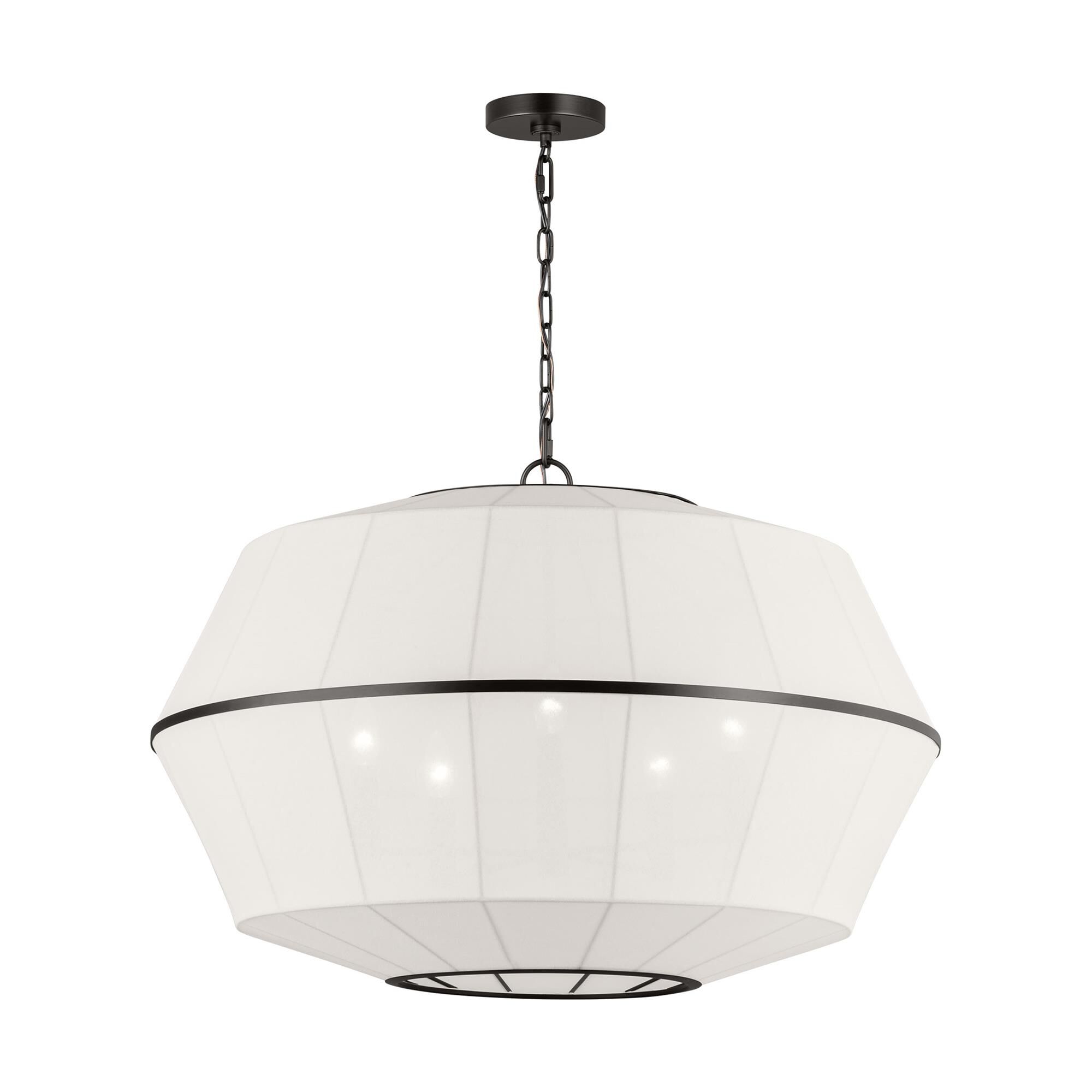 Shown in Aged Iron finish and White Linen shade