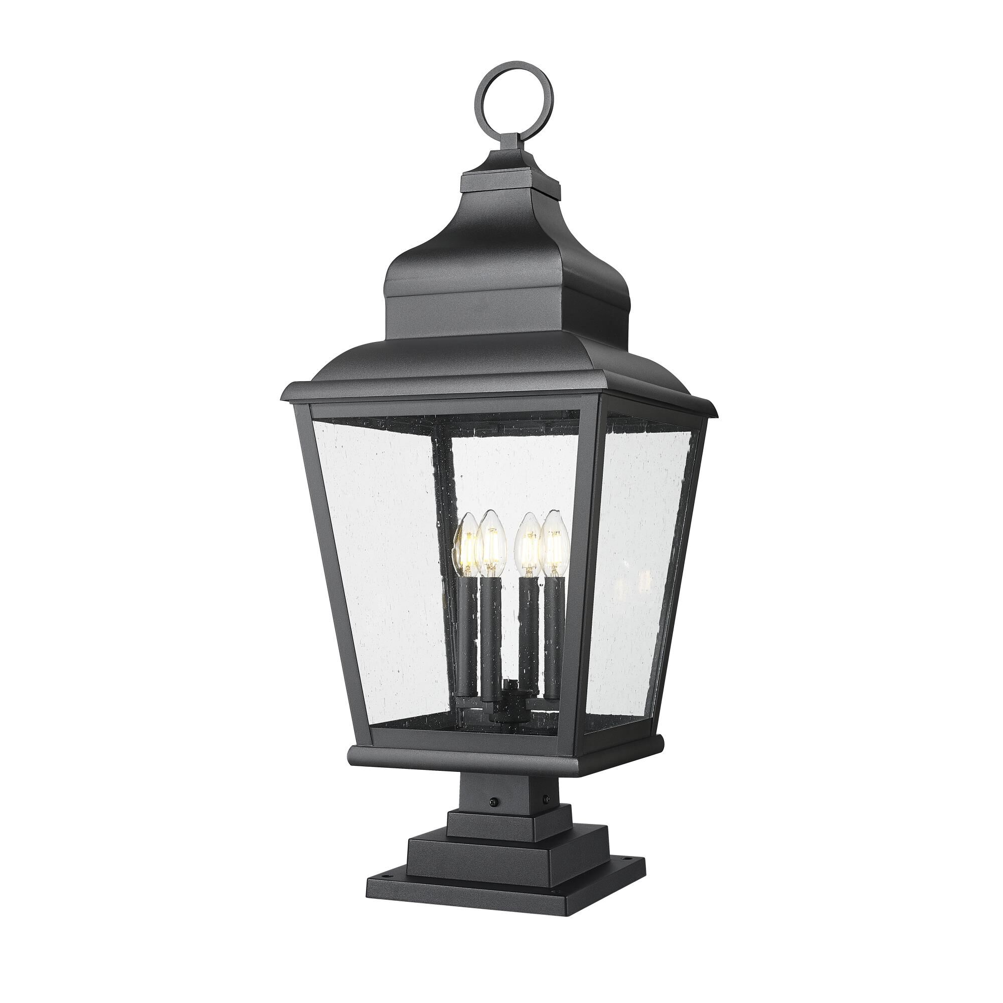 Shown in Sand Black finish and Clear Seedy glass