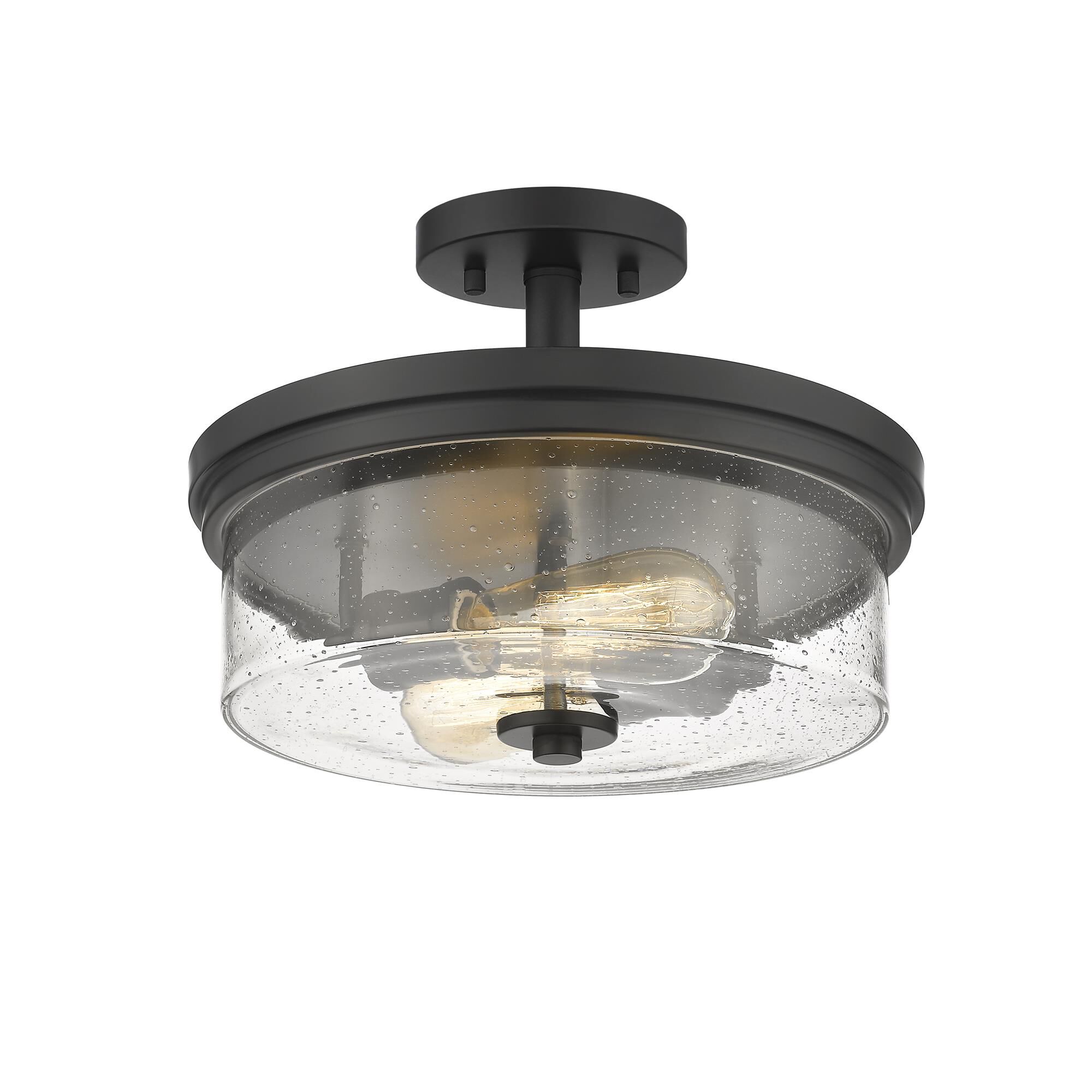 Shown in Matte Black finish and Glass shade