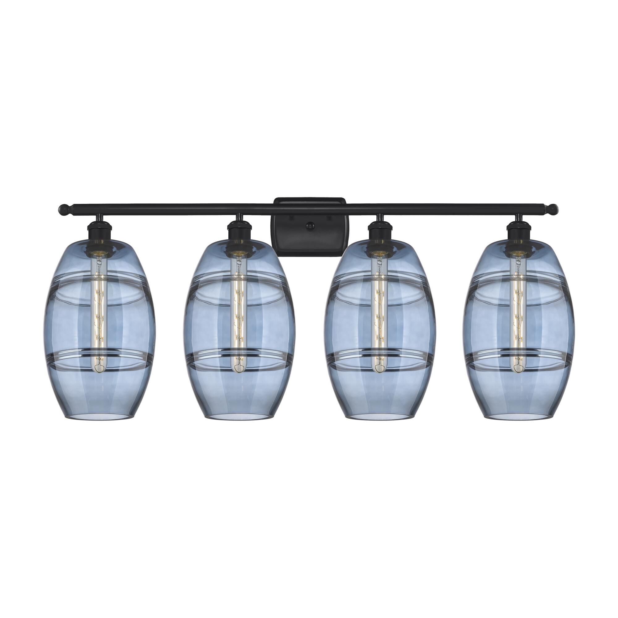 Shown in Matte Black finish and Princess Blue glass