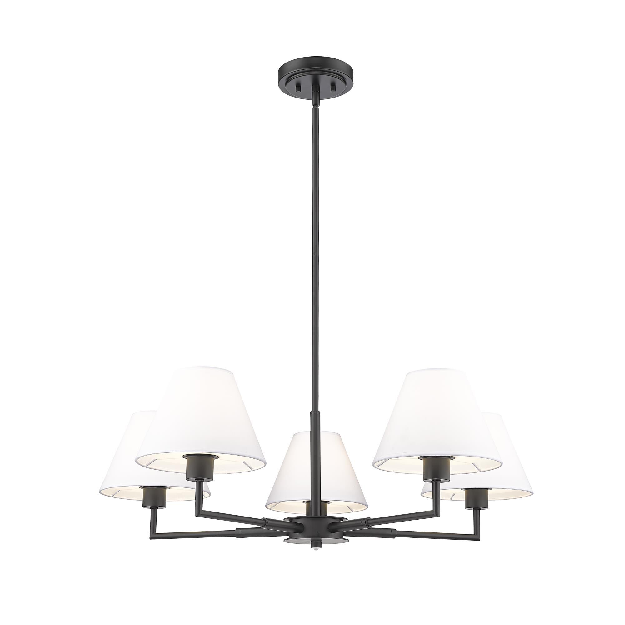Shown in Matte Black finish and White Linen glass and White Linen shade