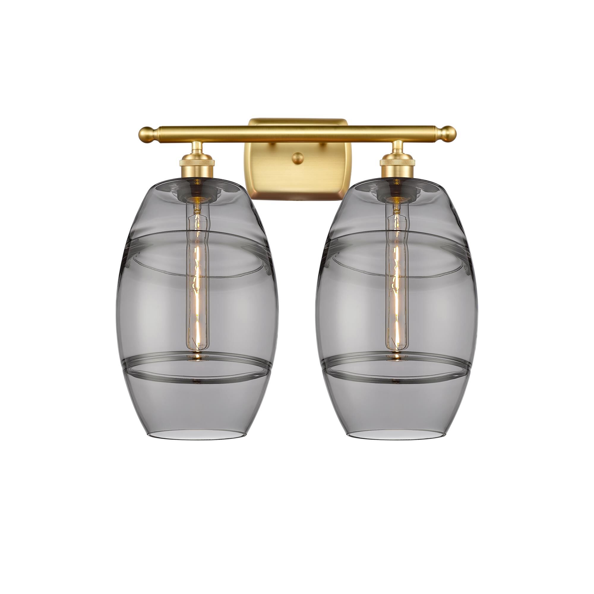 Shown in Satin Gold finish and Light Smoke glass