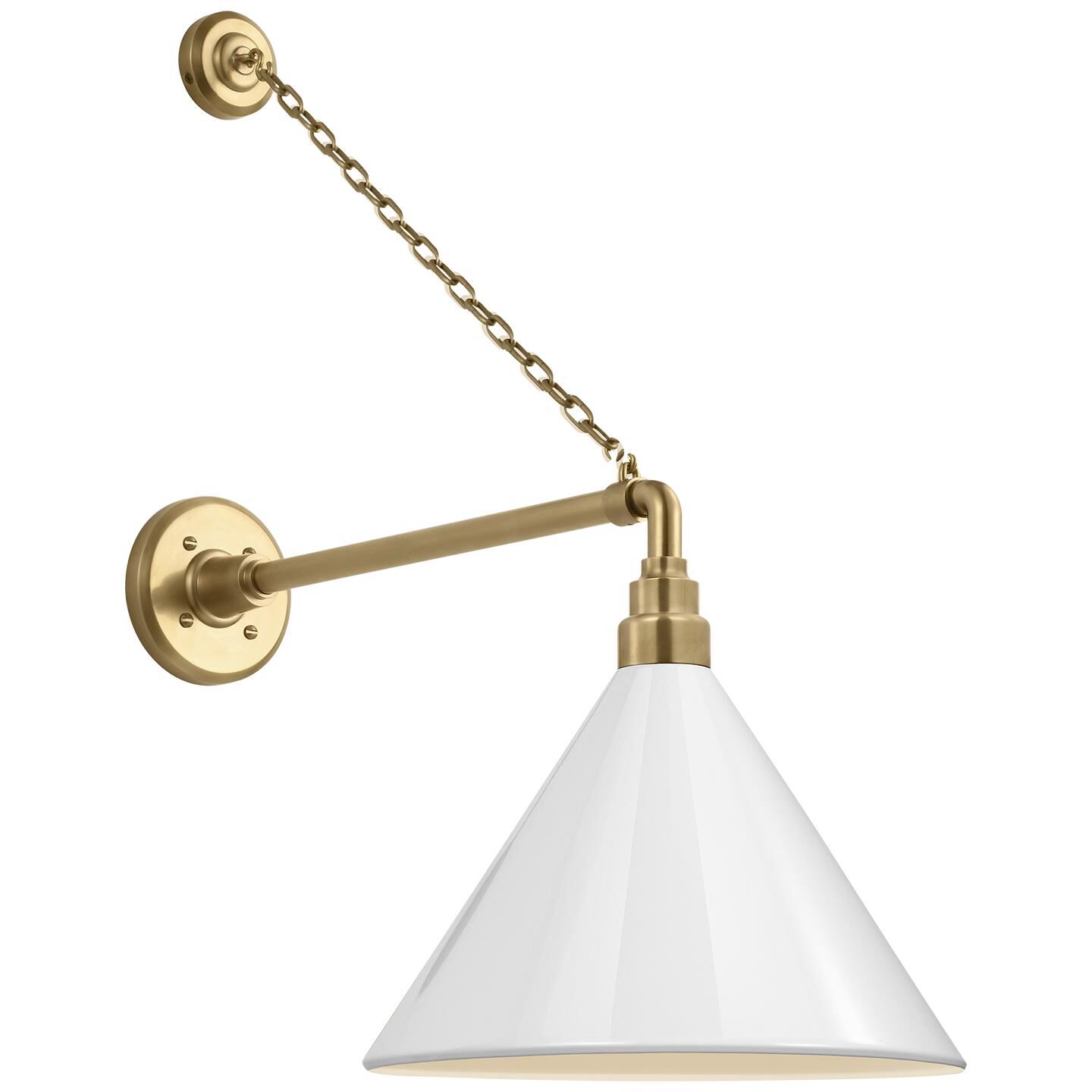 Shown in Hand-Rubbed Antique Brass finish and White Conical Savannah shade