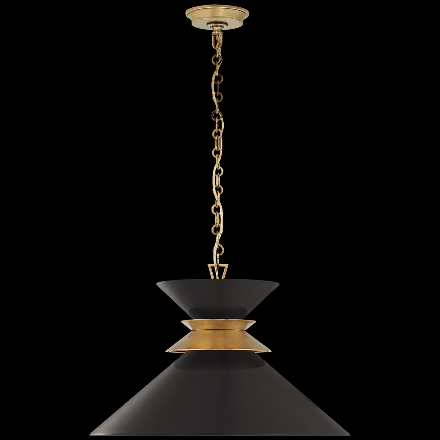 Shown in Antique Burnished Brass finish and Matte Black shade