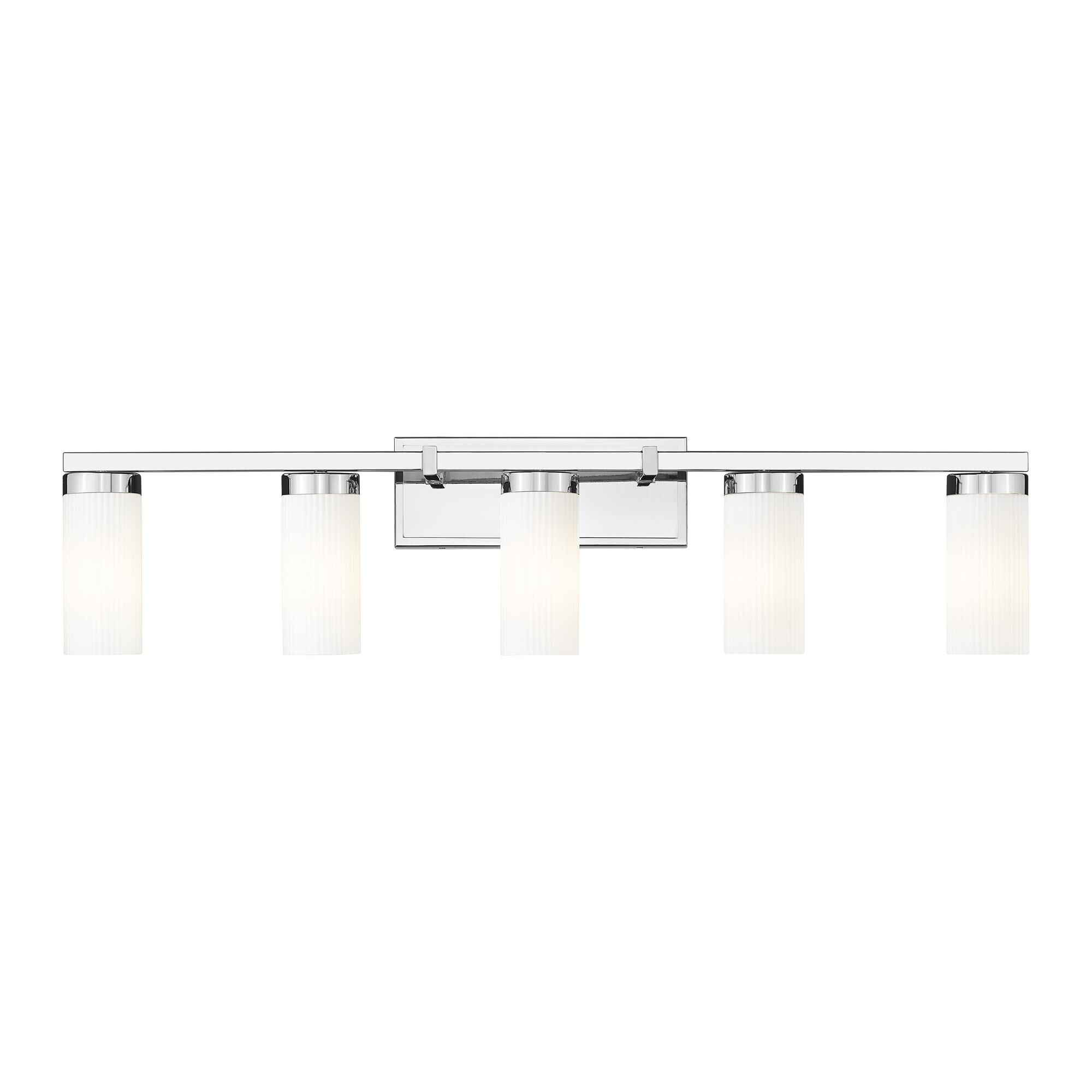 Shown in Chrome finish and White glass and White shade