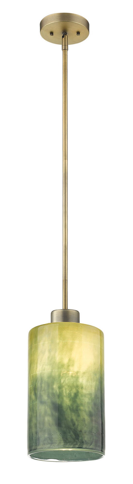 Shown in Brass finish and Blue/Gold glass and Blue/Gold Cylindrical Glass shade