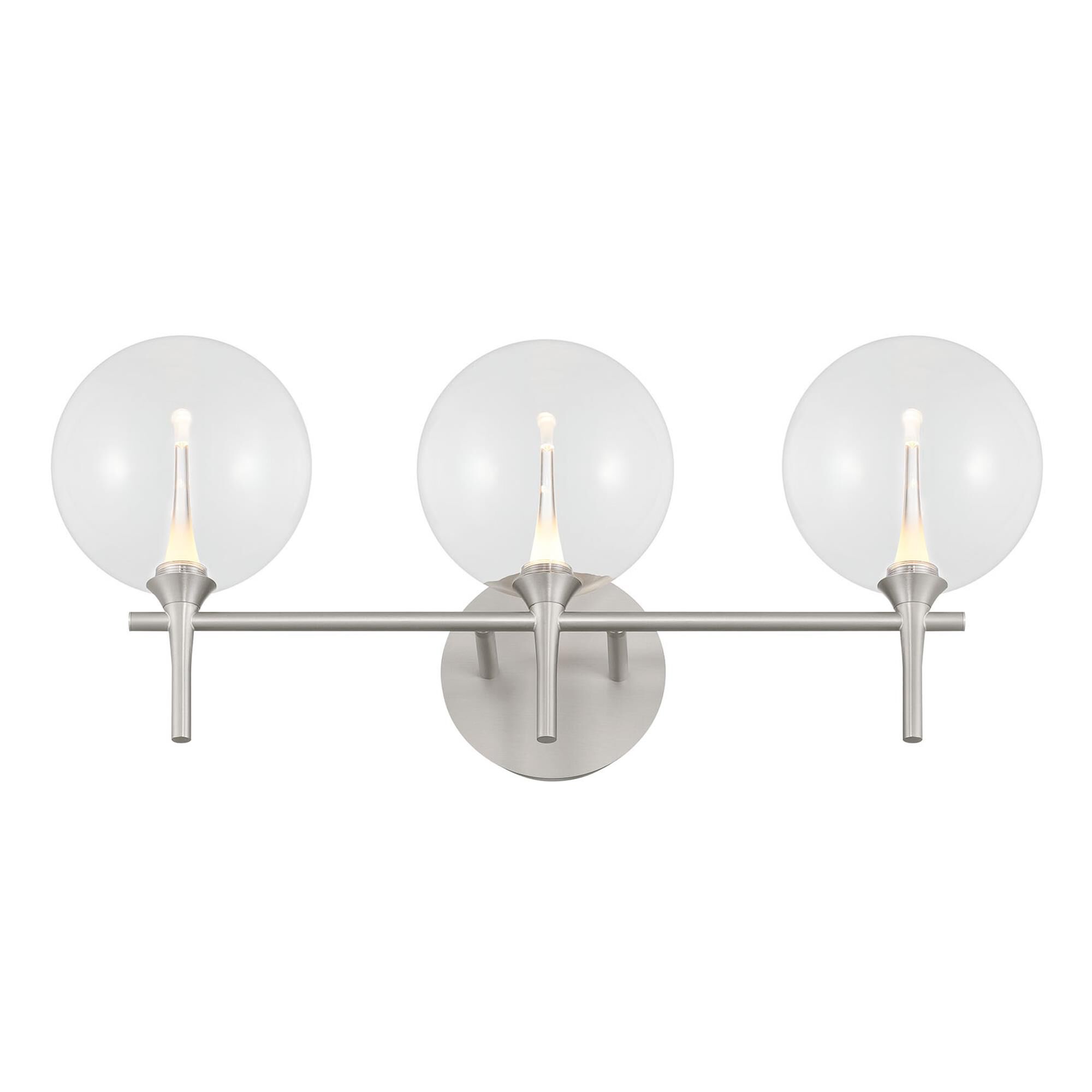 Shown in Nickel finish and Clear glass