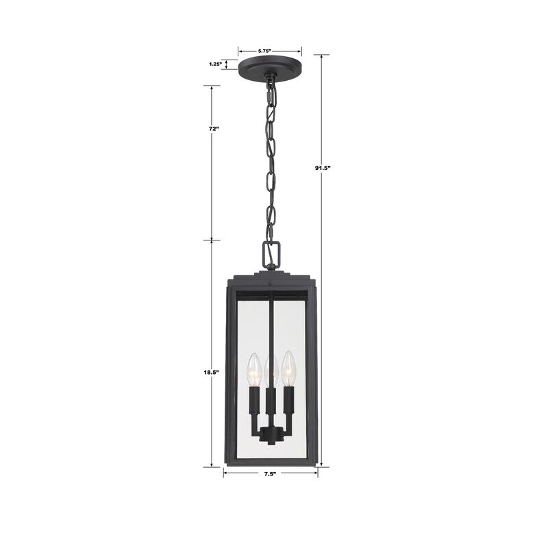 Byron 18 Inch Tall 3 Light Outdoor Hanging Lantern by Crystorama