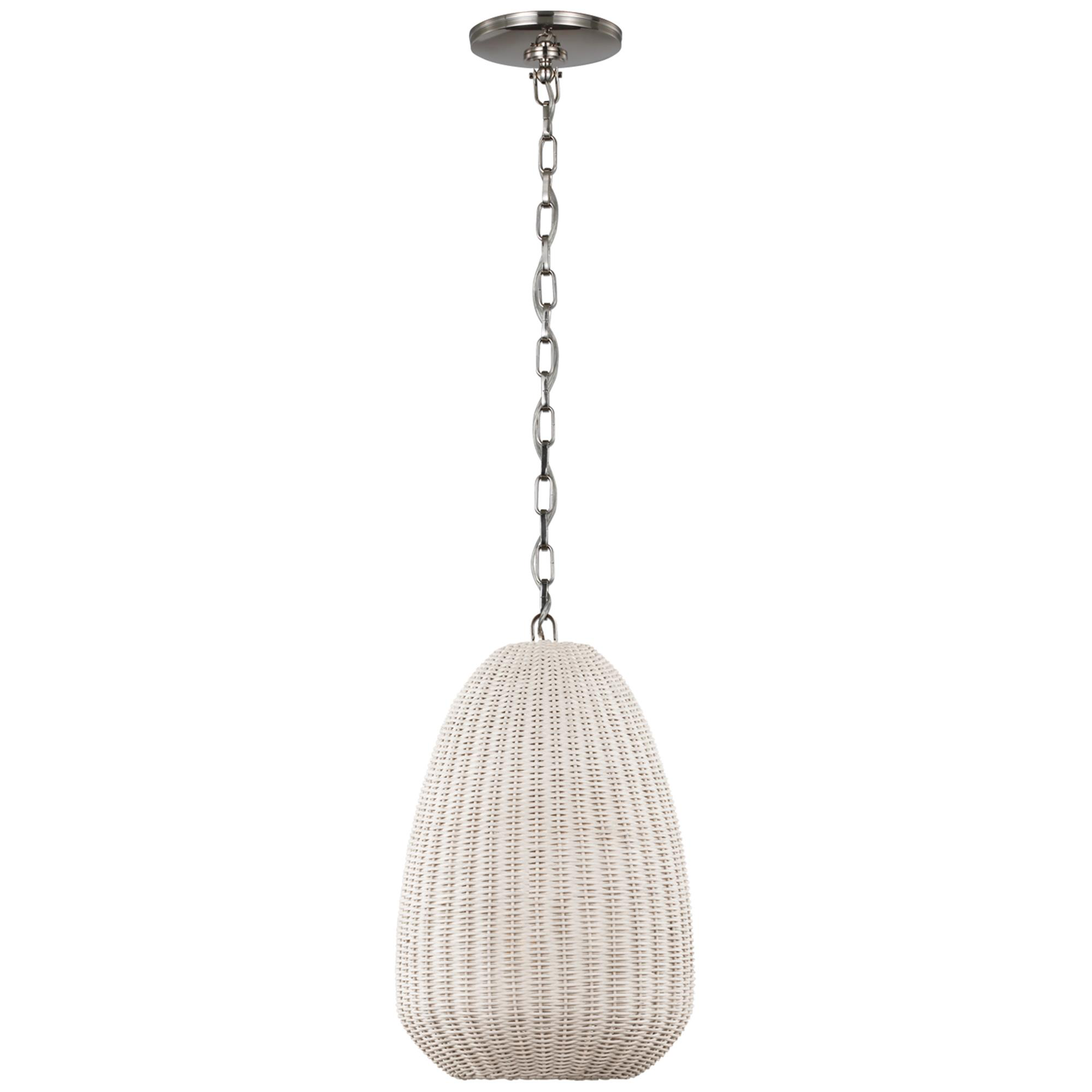 Shown in Polished Nickel finish and Chalk Wicker shade