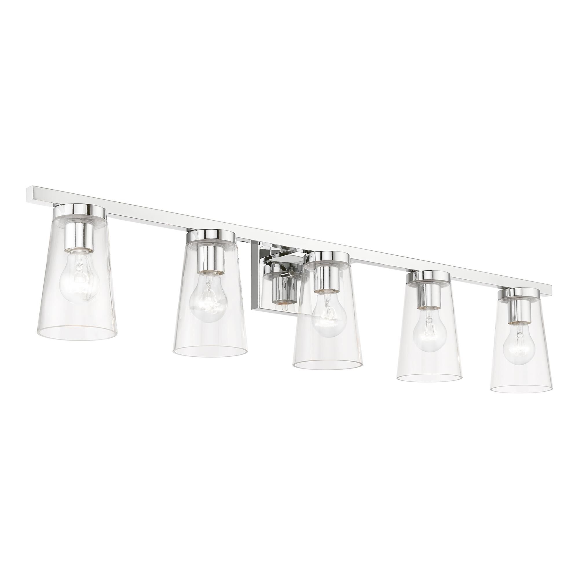 Shown in Polished Chrome finish and Clear glass