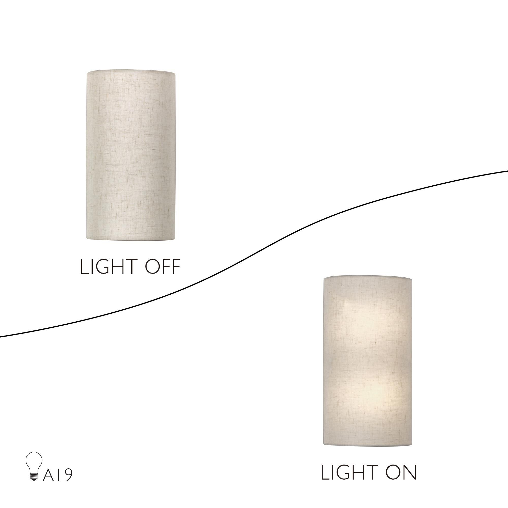 Shown in English Bronze finish and Hand Crafted Oatmeal Color Fabric with White Color Inside shade