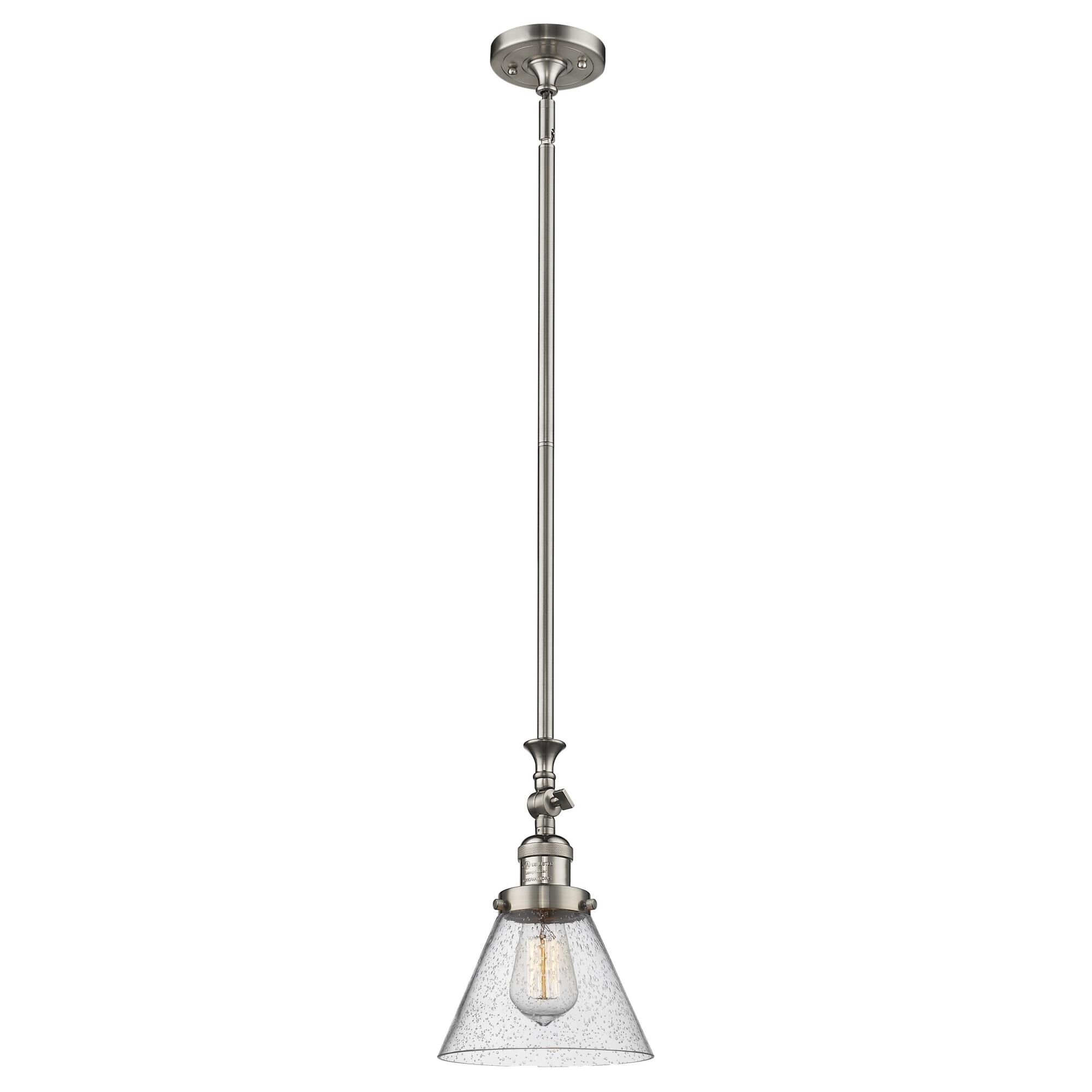 Shown in Brushed Satin Nickel finish and Seedy glass