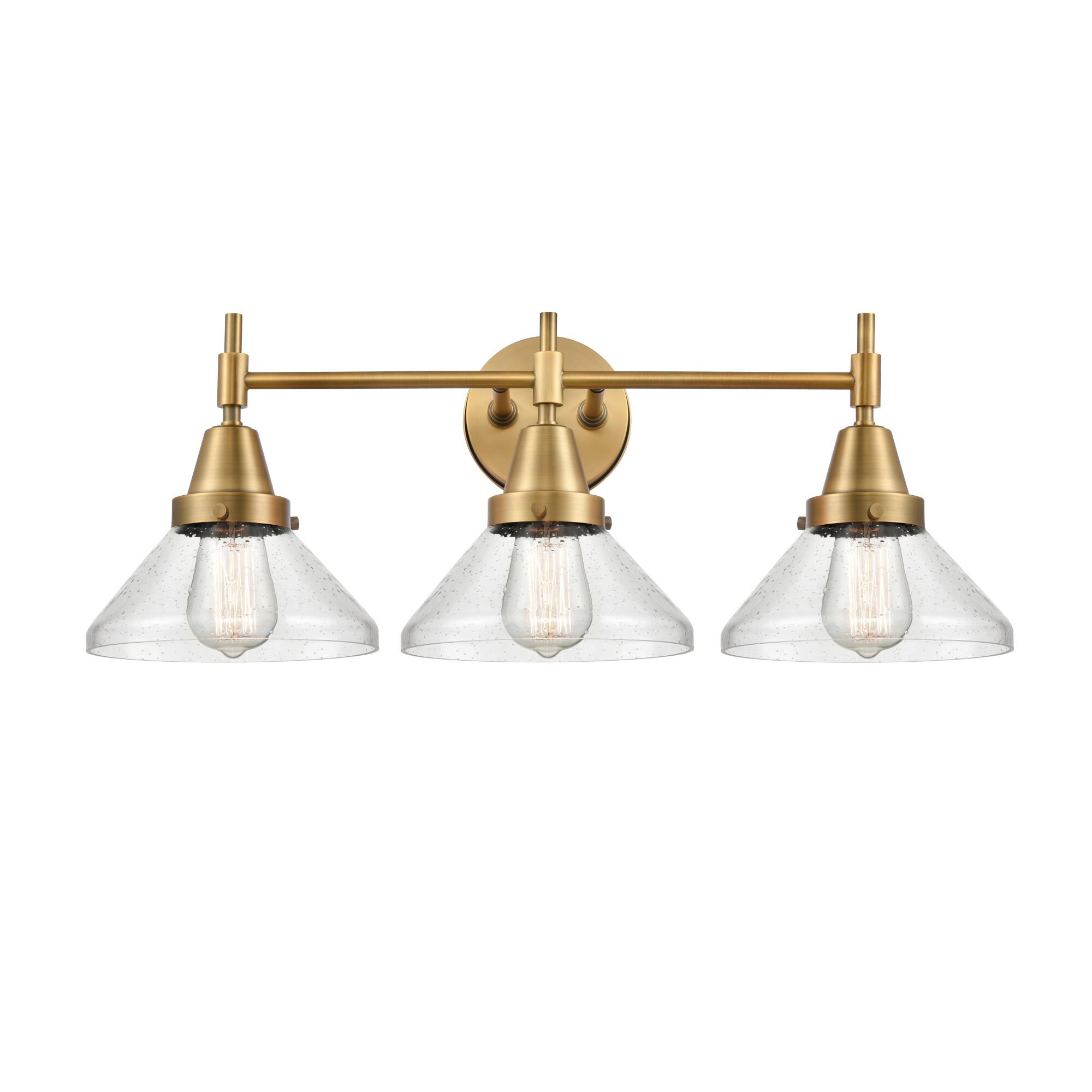 Shown in Brushed Brass finish and Seedy Caden glass