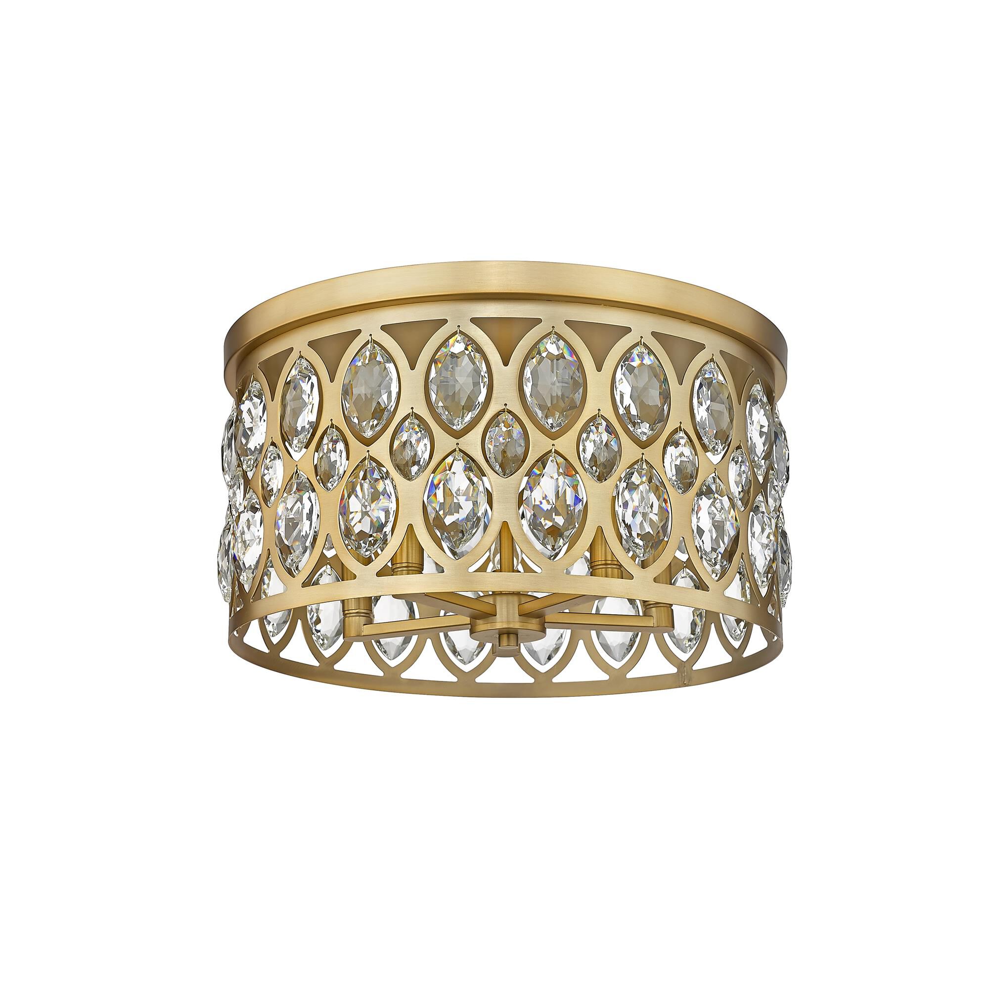 Shown in Heirloom Brass finish and Clear Crystal glass