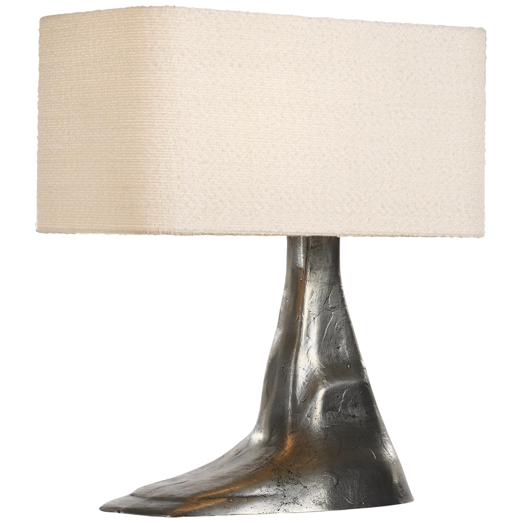 Shown in Museum Pewter finish and Boucle Rectangle shade