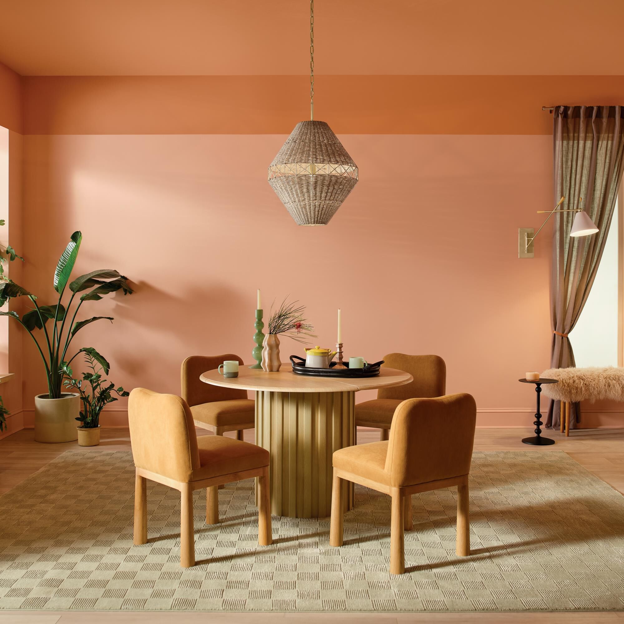 Shown in Champagne Bronze finish and Natural Fibers Textured shade