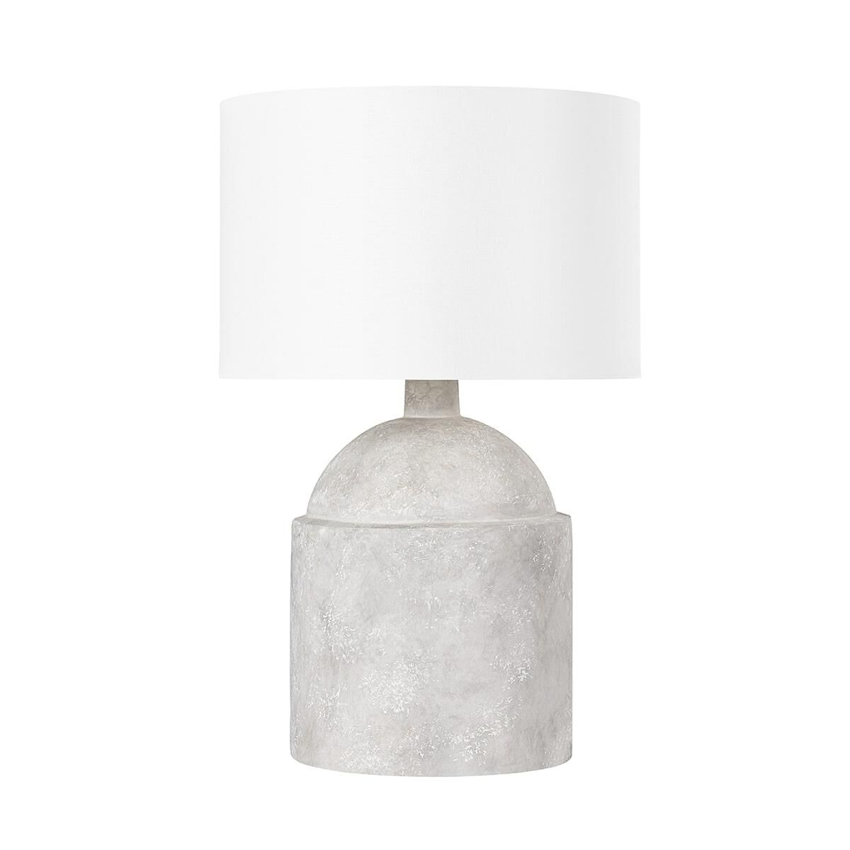 Shown in Ceramic Weathered Grey finish and Off White Linen shade