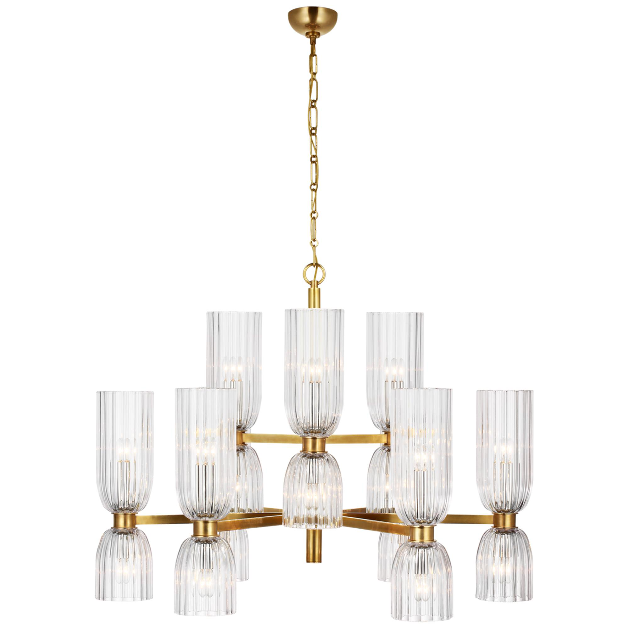 Shown in Hand-Rubbed Antique Brass finish and Clear glass