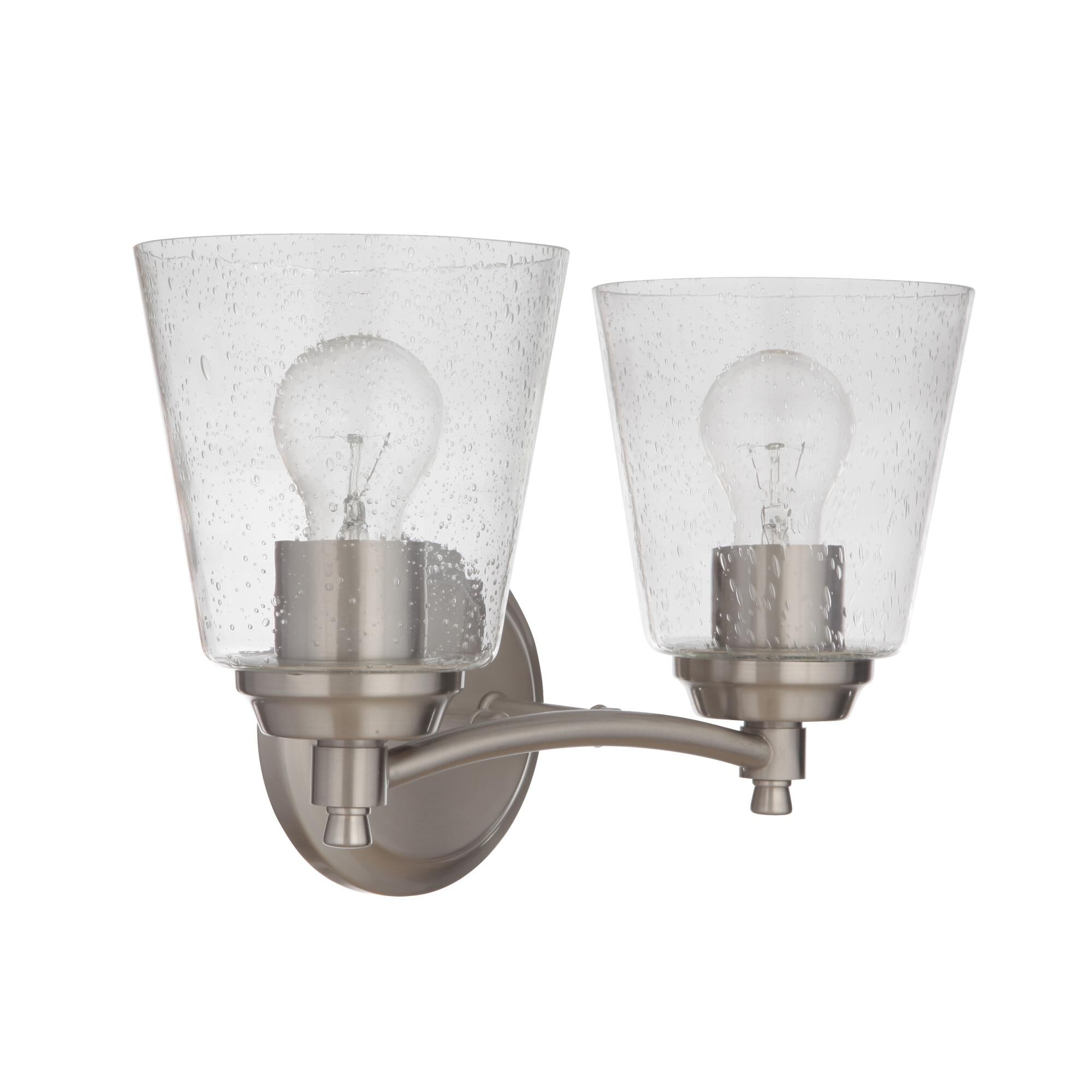 Shown in Brushed Polished Nickel finish and Clear Seeded glass and Glass shade